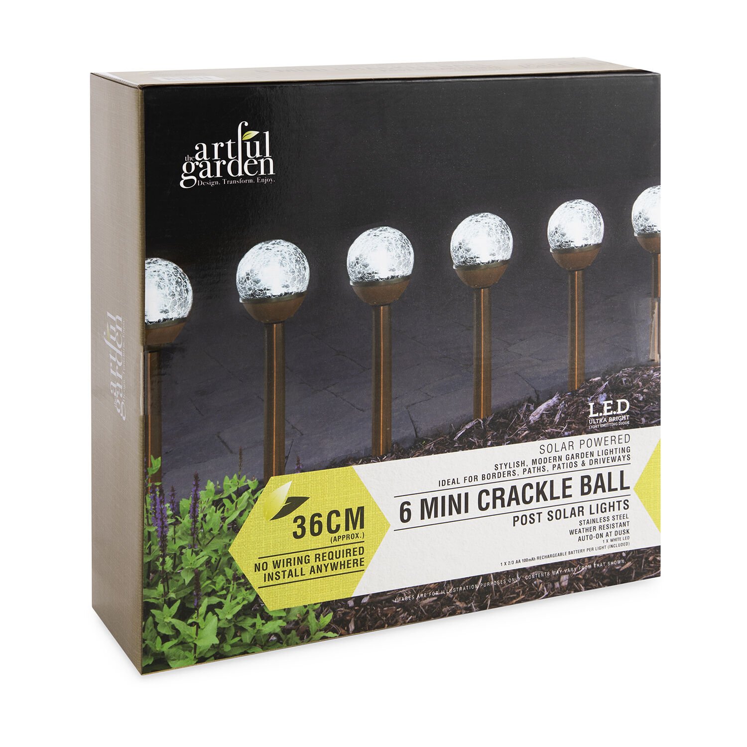 6 Mini Crackle Ball Post Solar Lights