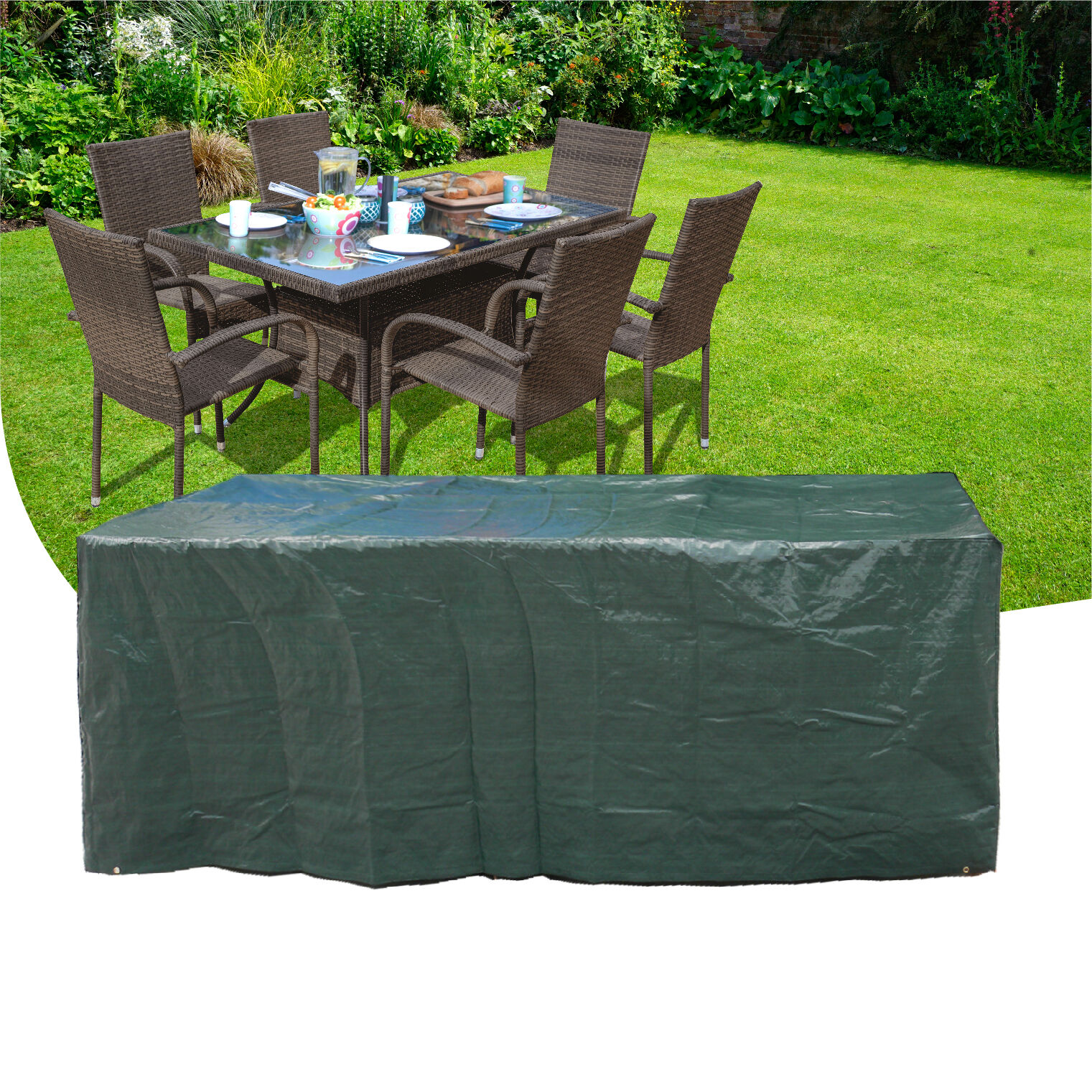 6 Seater Rectangular Furniture Set Cover 100GSM