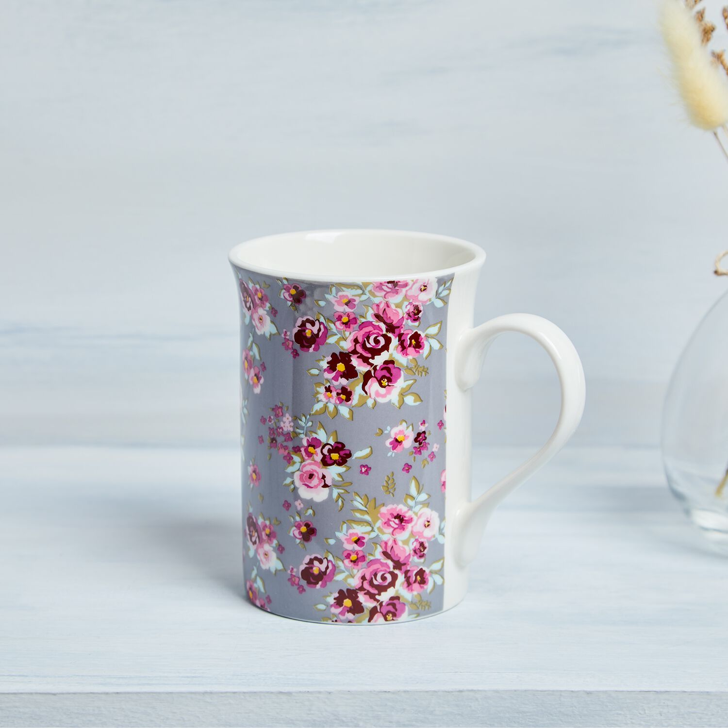 Abney & Croft New Bone Floral Mug - Grey