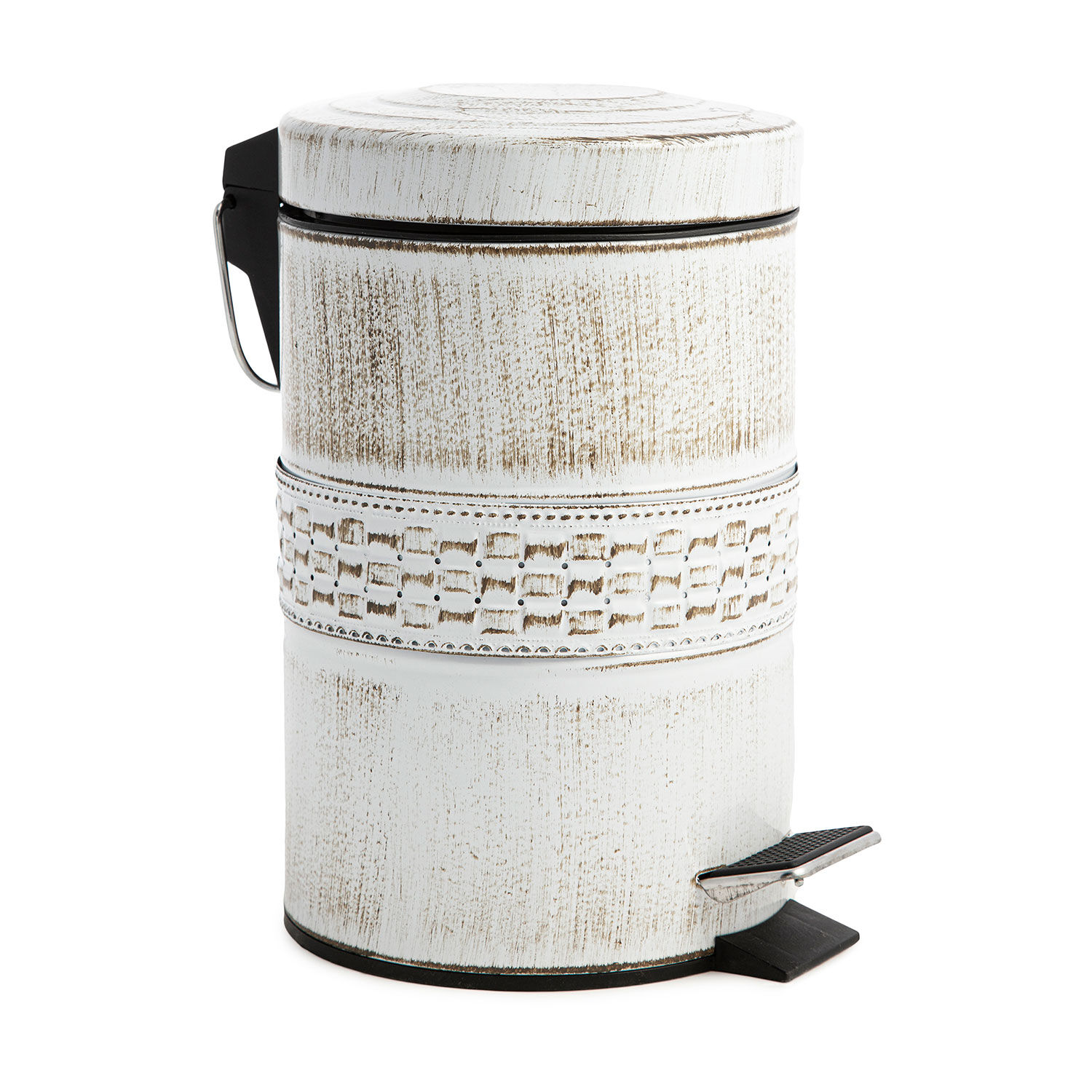 Aged White Mosaic Pedal Bin 3L