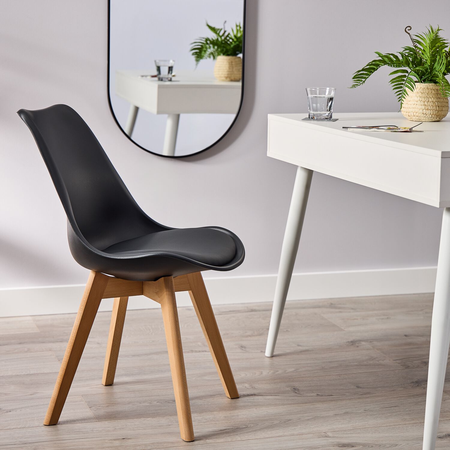 ALETTA Dining Chair Raven Black with Solid Hardwood Legs