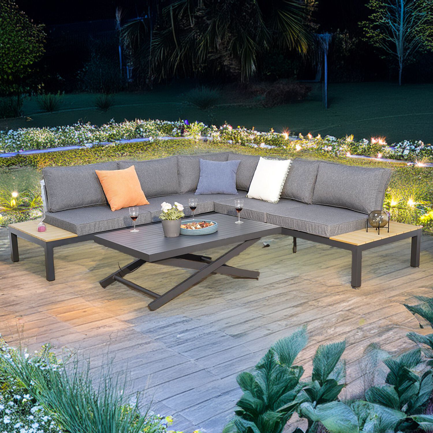 Andria Aluminium Adjustable Table Corner Sofa Set