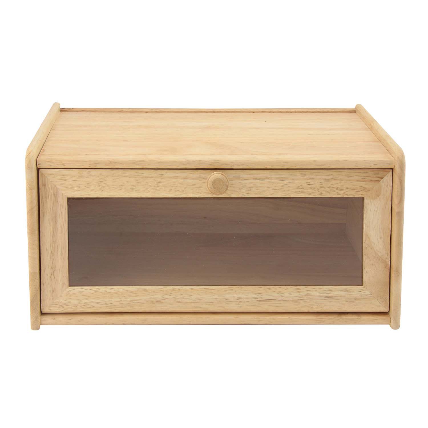 Apollo Rubberwood Clear Front Bread Bin