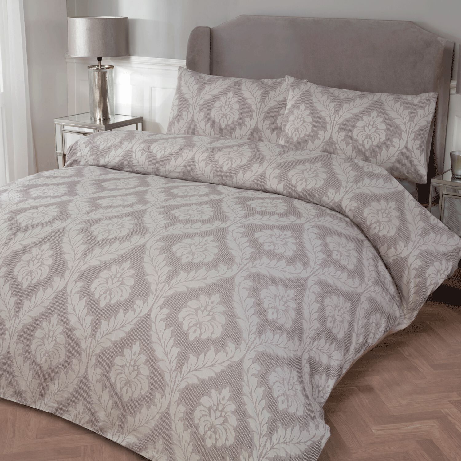 SINGLE DUVET COVER Damask Jacquard Silver