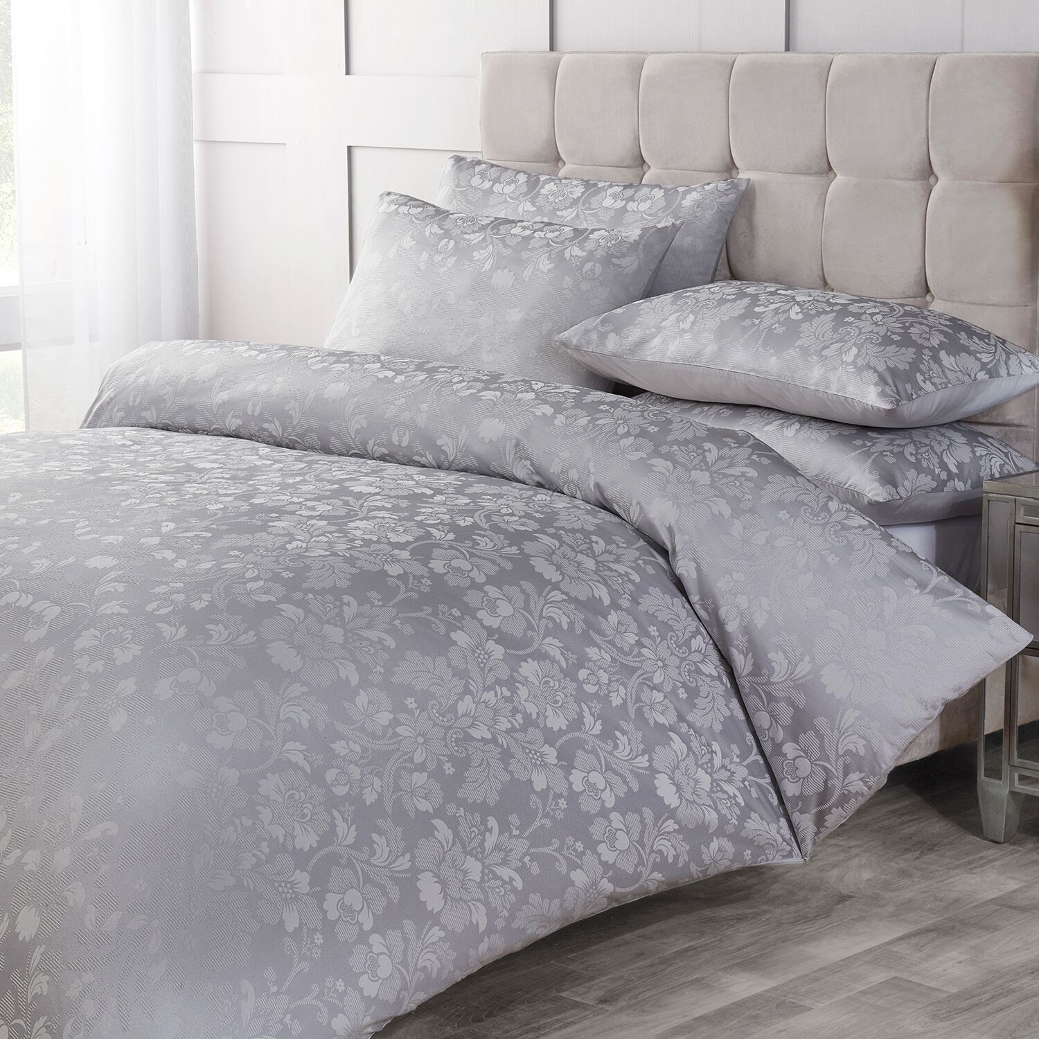 KING SIZE DUVET COVER Inniskeen Jacquard Silver