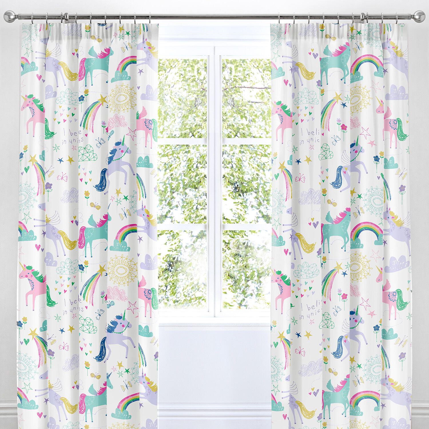 Bedlam Rainbow Unicorn 66in x 72in Curtains