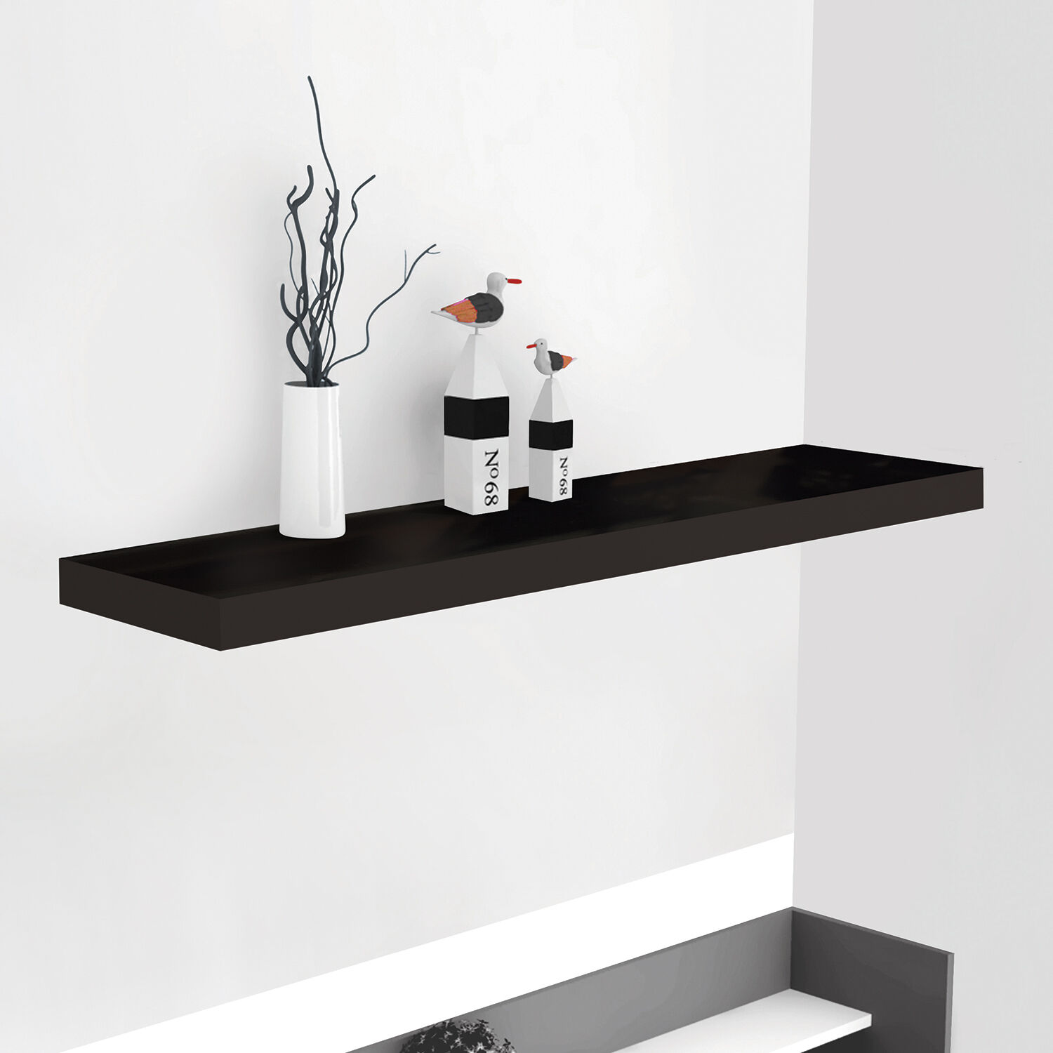 Bergen 80cm Black Effect Floating Wall Shelf