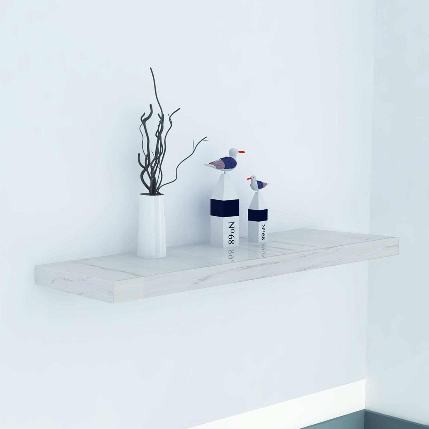 Bergen 80cm Marble Effect Floating Shelf