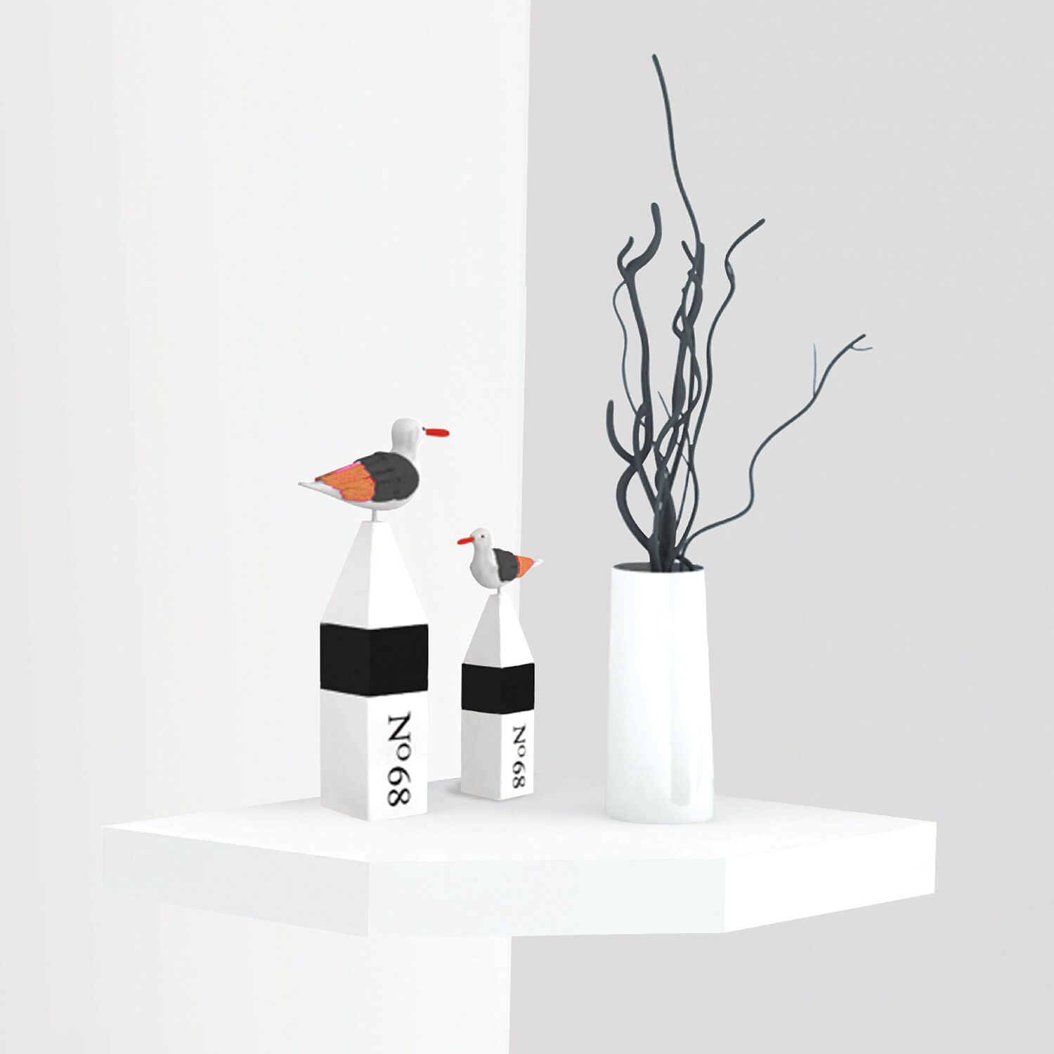 Bergen Corner White Floating Shelf