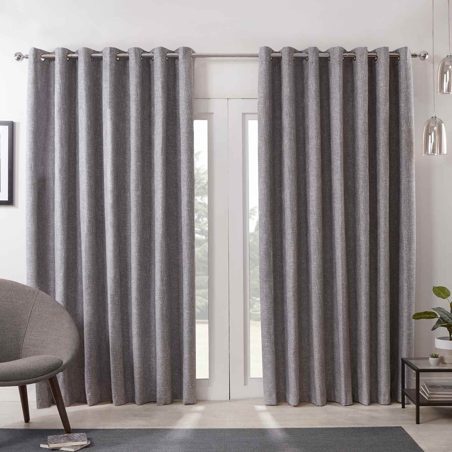 BLACKOUT & THERMAL BASKETWEAVE GREY 90x90 Curtain