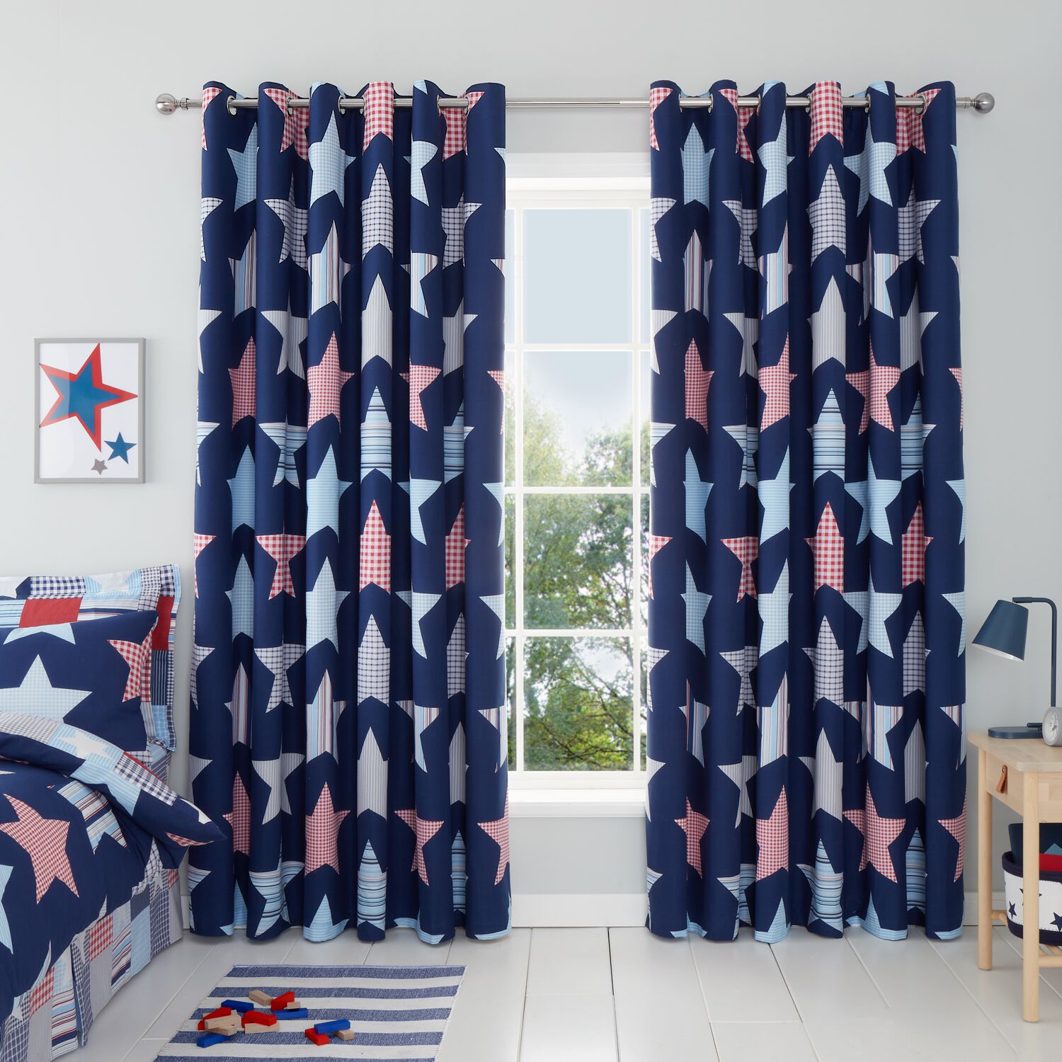 PATCHWORK STARS 66X72 CURTAIN