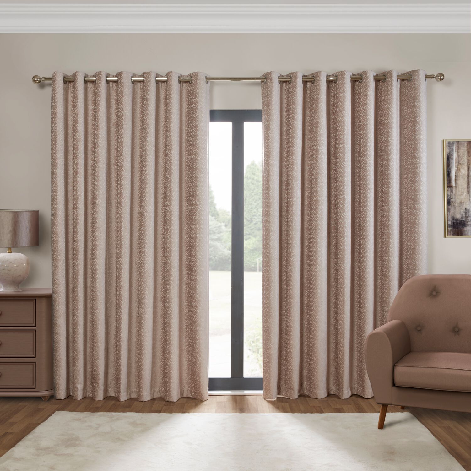 BLACKOUT & THERMAL RUSTIC PUTTY 66x54 Curtain