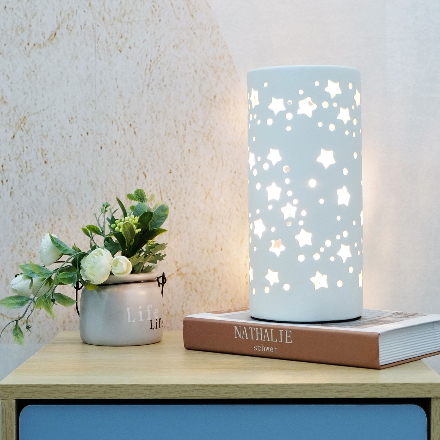 Ceramic Sculptured Stars Table Lamp