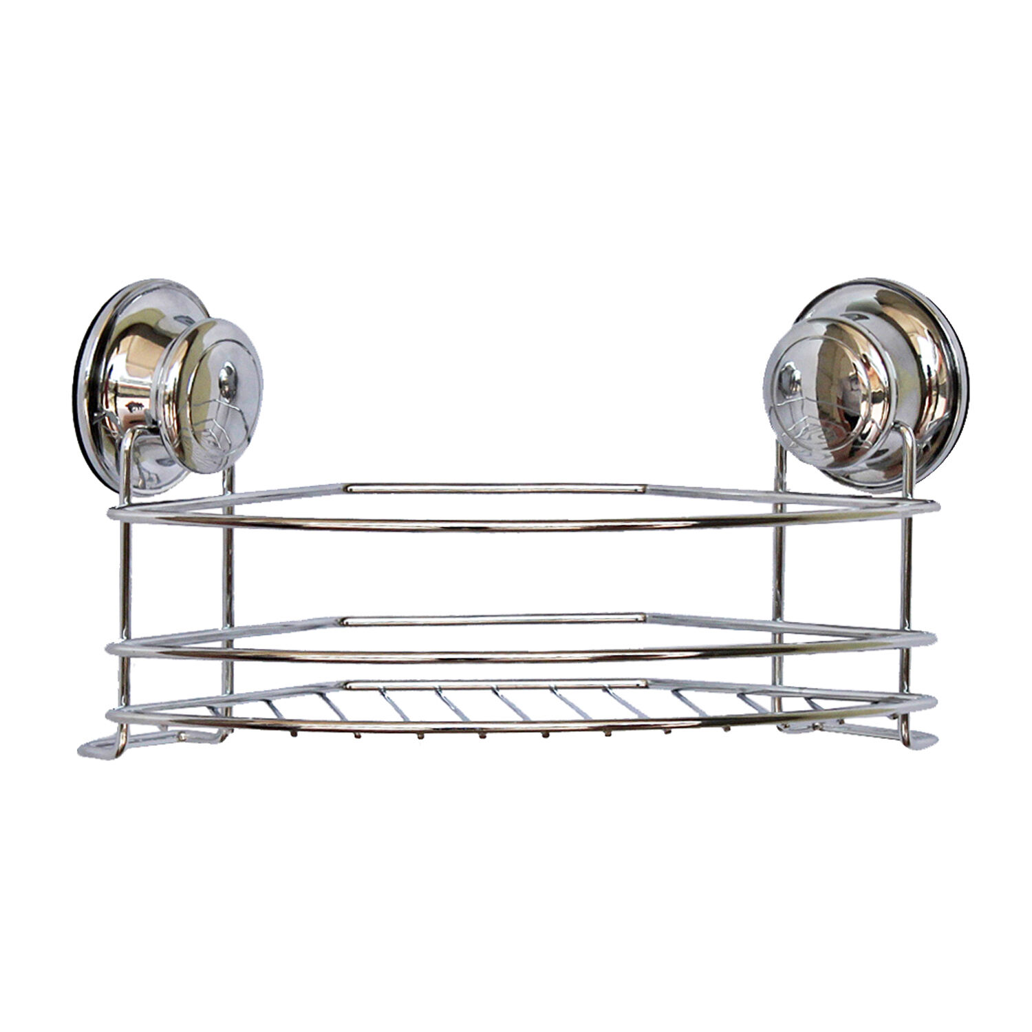 Chrome Corner Shower Caddy With Suction Fix
