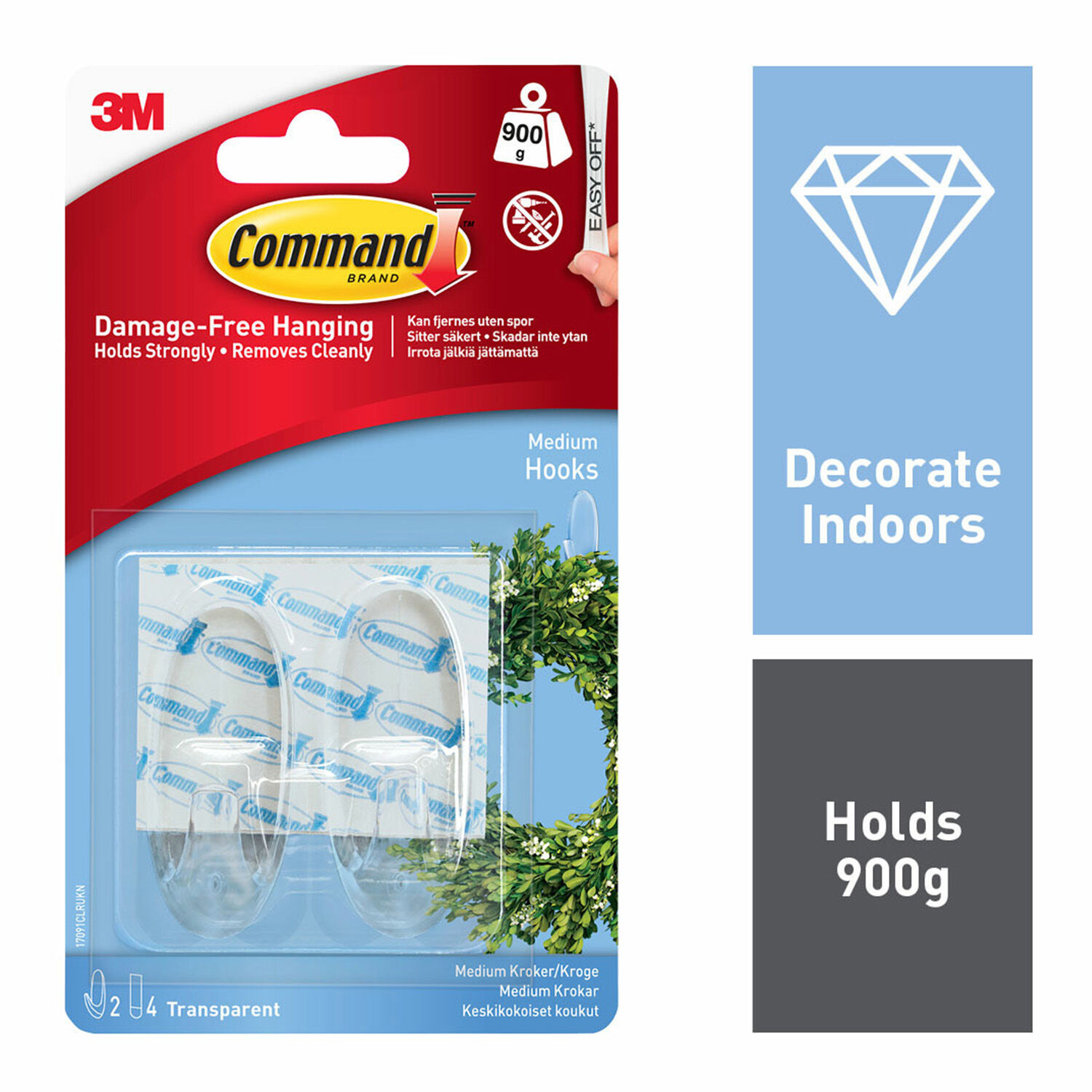Command 2Pk Clear Medium Plastic Hooks
