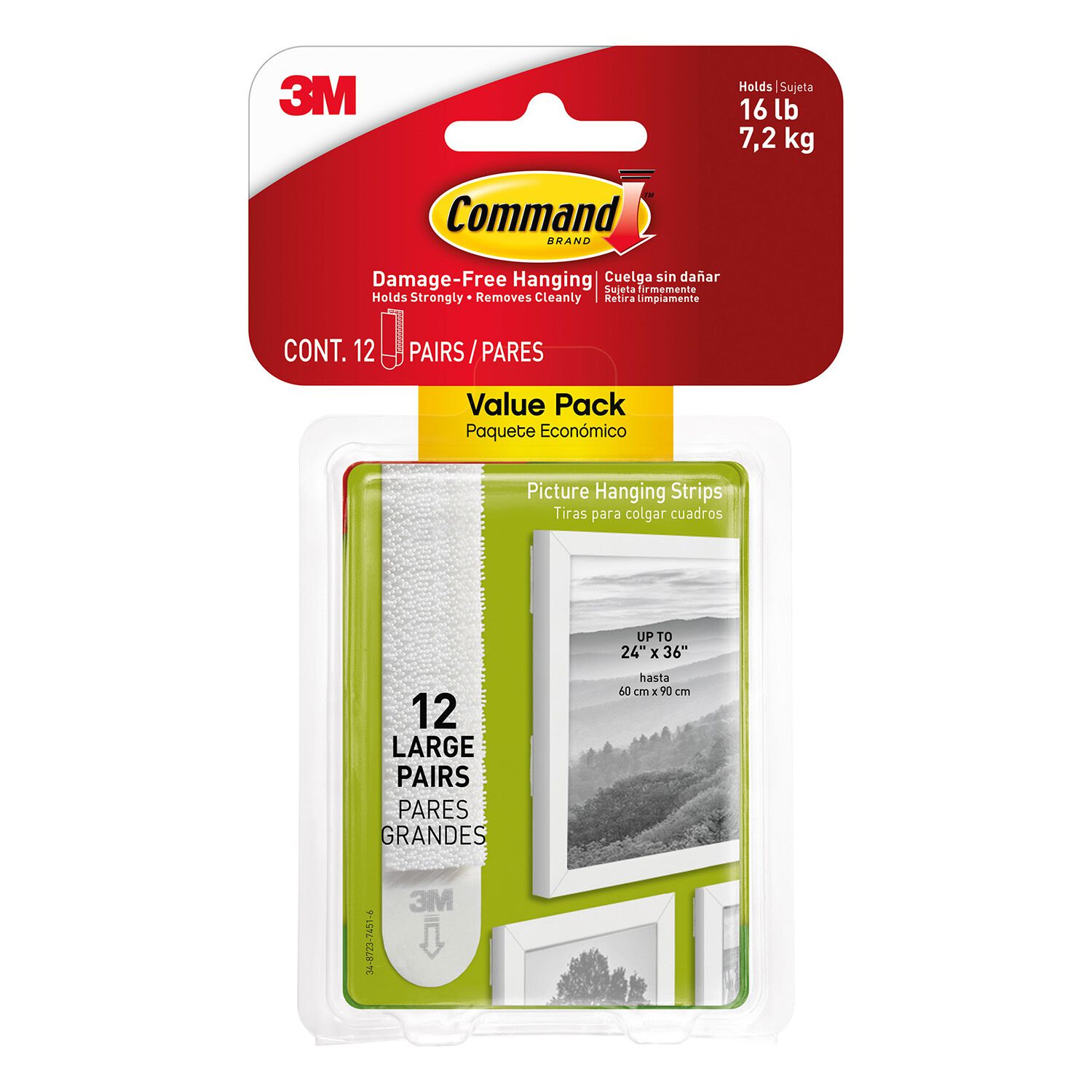 Command Large Picture Hanging Strips 12 Sets Pack