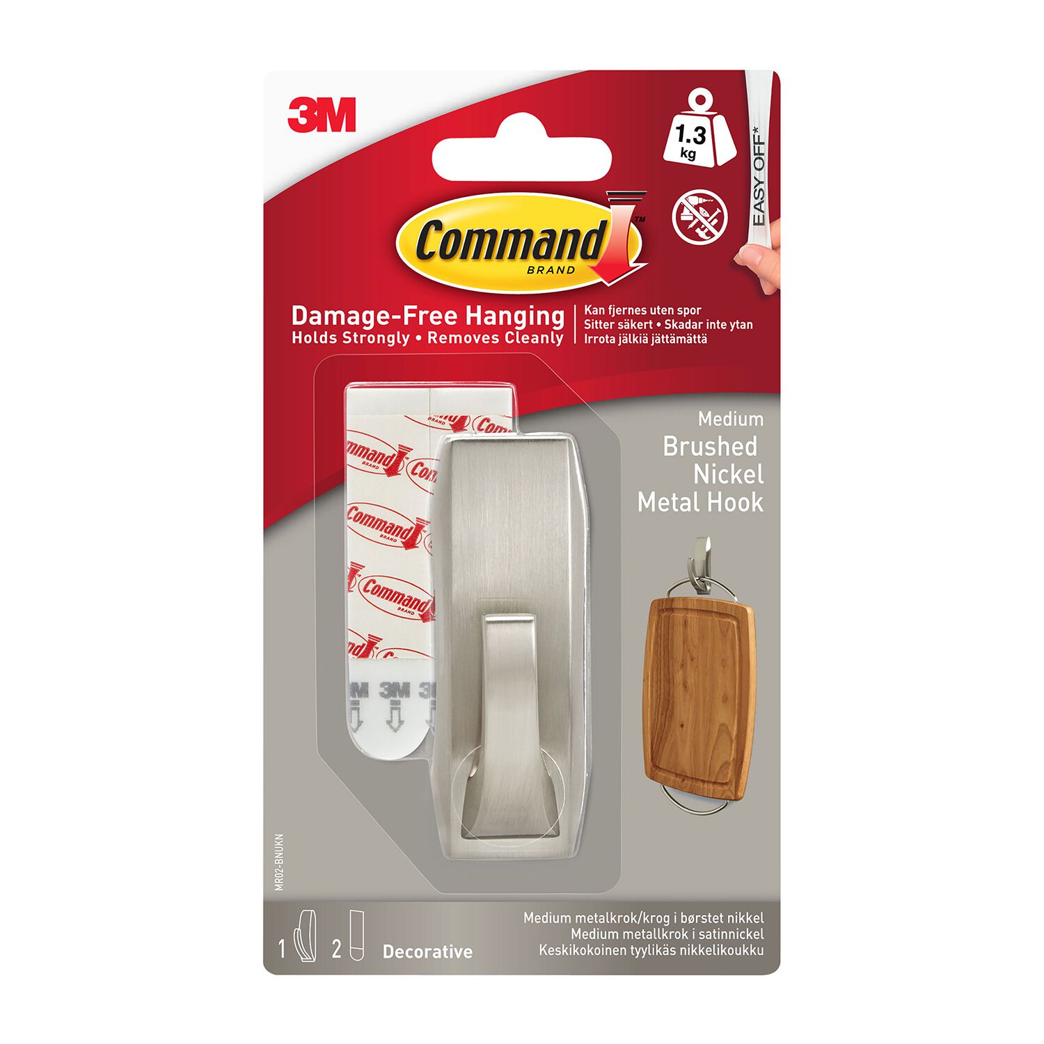 Command Medium Brushed Nickel Metal Hook