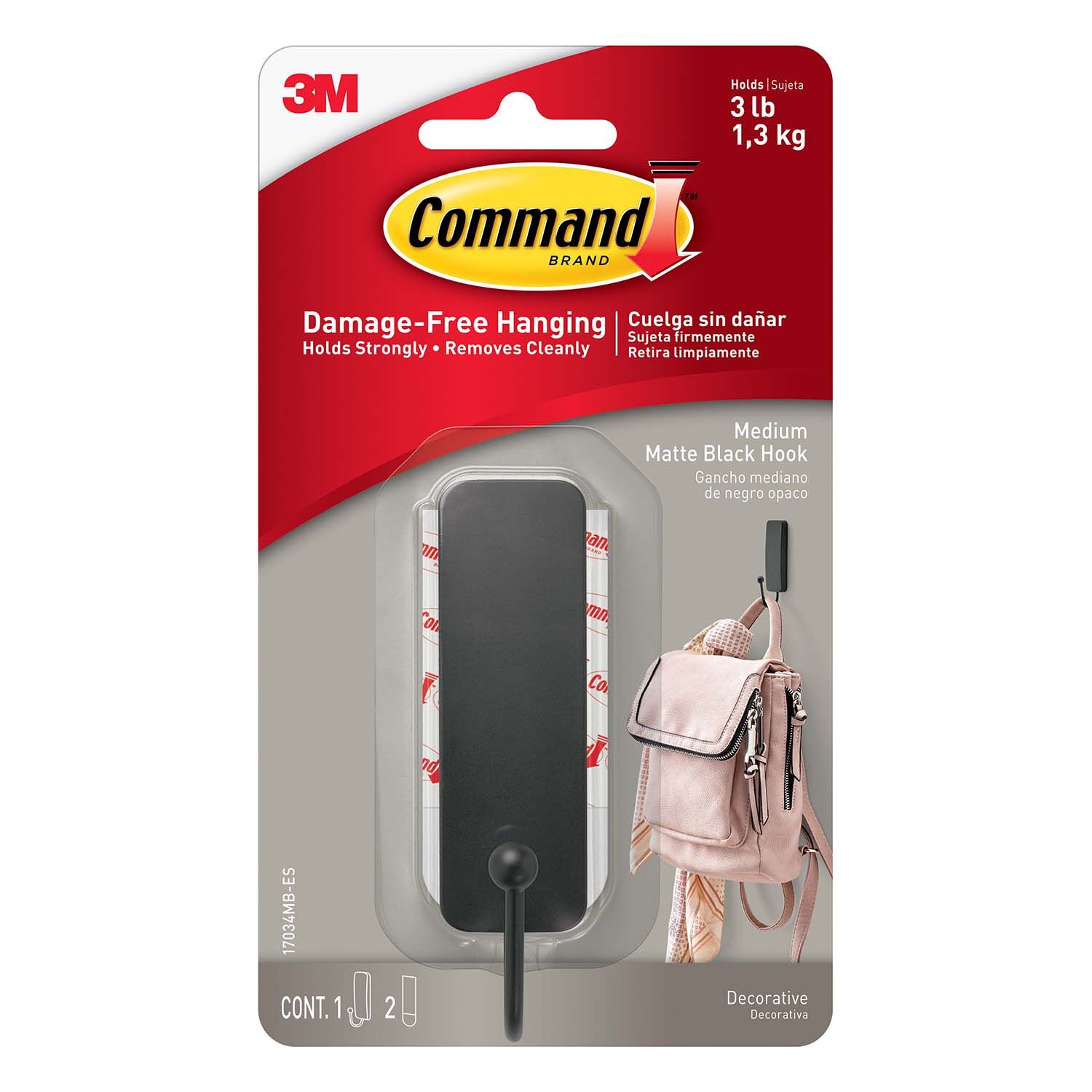 Command Medium Matte Black Hook