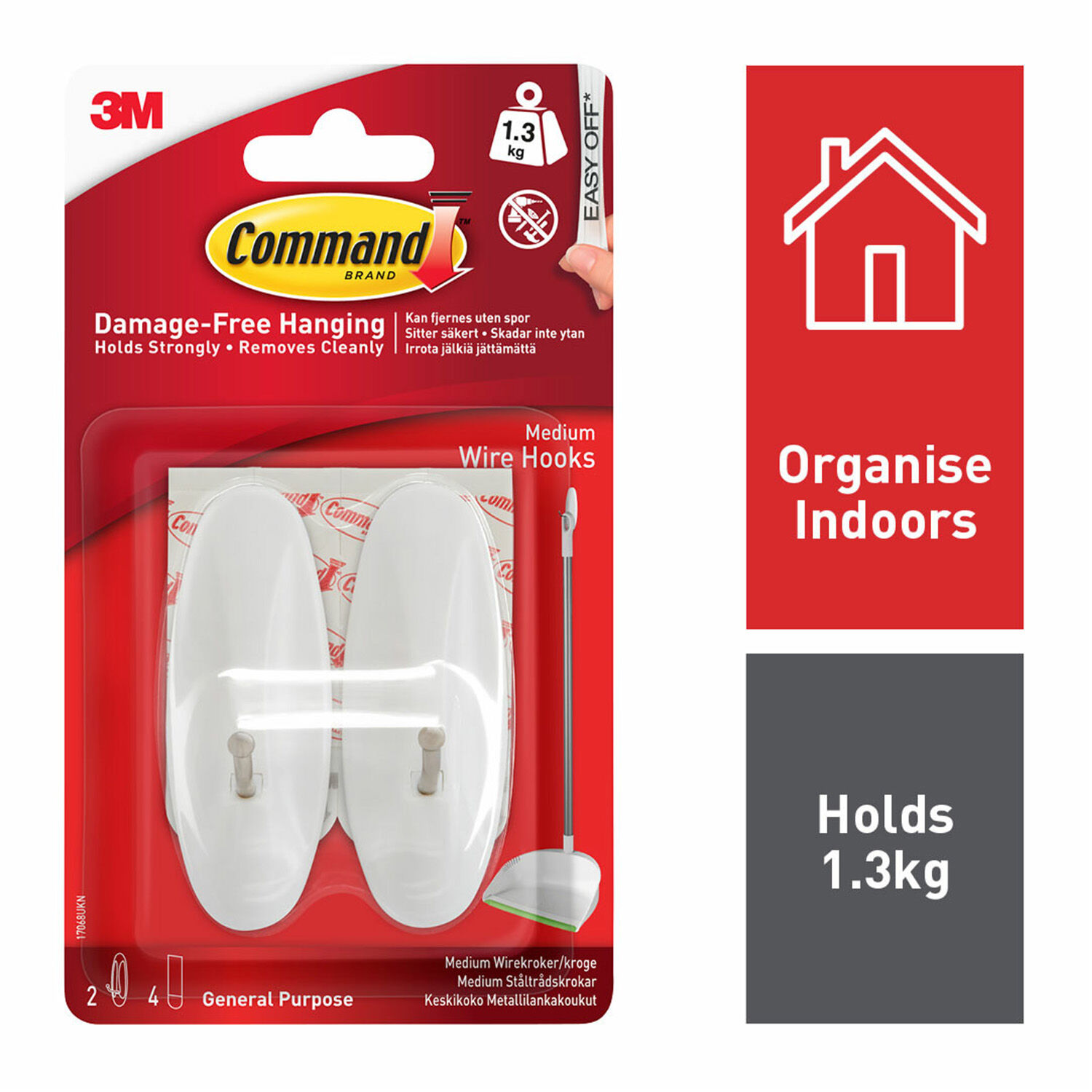 Command Wire 2Pk Hooks Medium