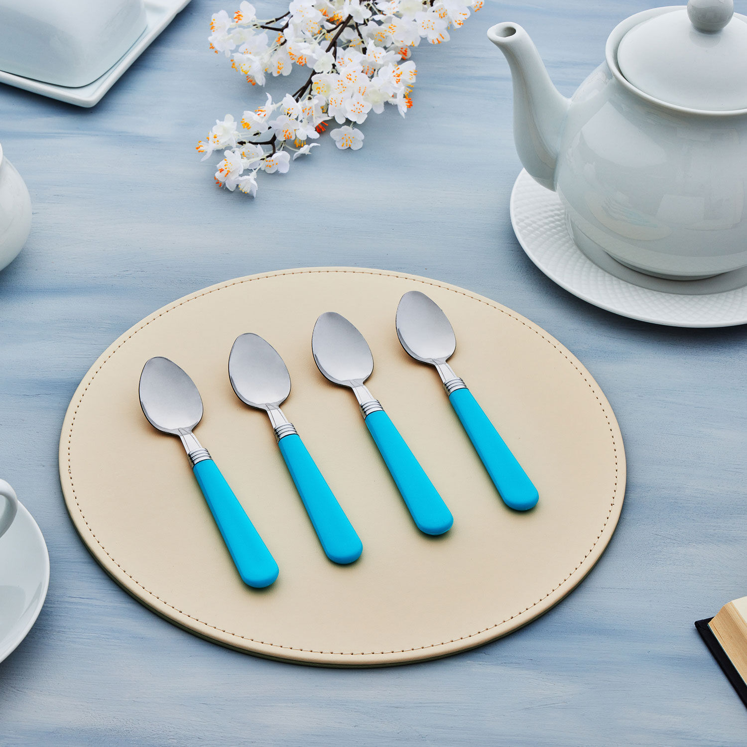CookHouse Grey & Turquoise Tea Spoon Set - 4 Piece
