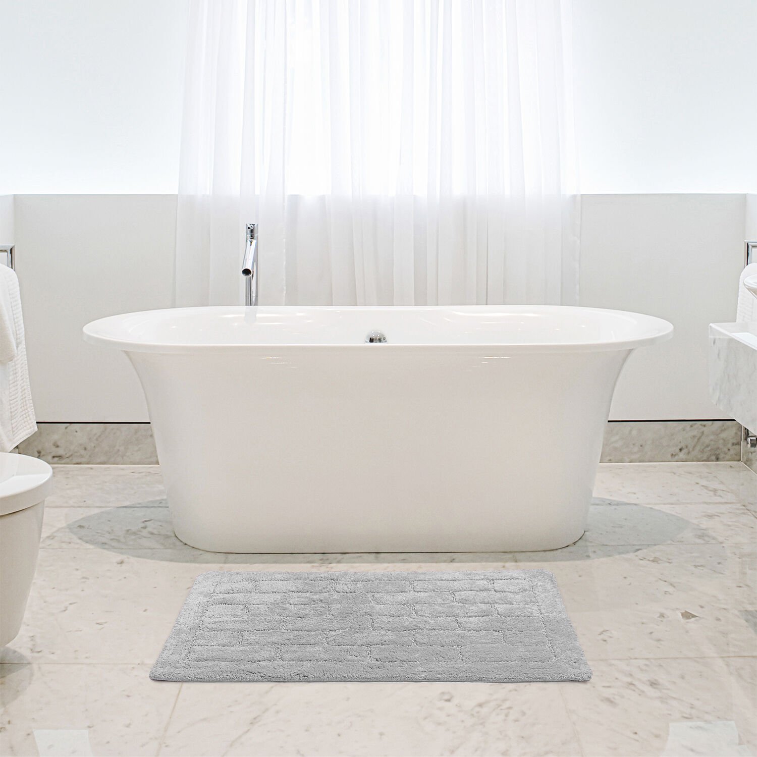 Cotton Brick Dove Grey Bath Mat 50cm x 80cm