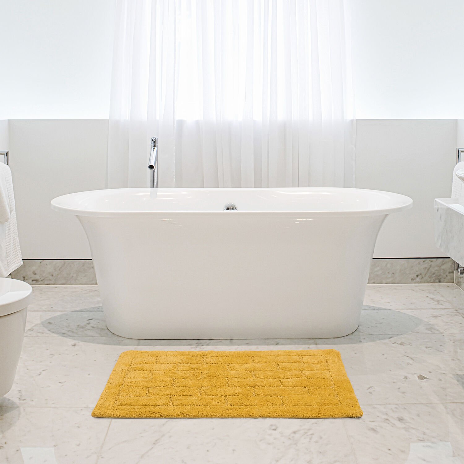 Cotton Brick Ochre Bath Mat 50cm x 80cm