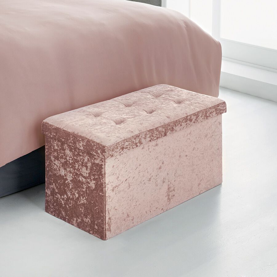 Crushed Blush Storage Bench Ottoman