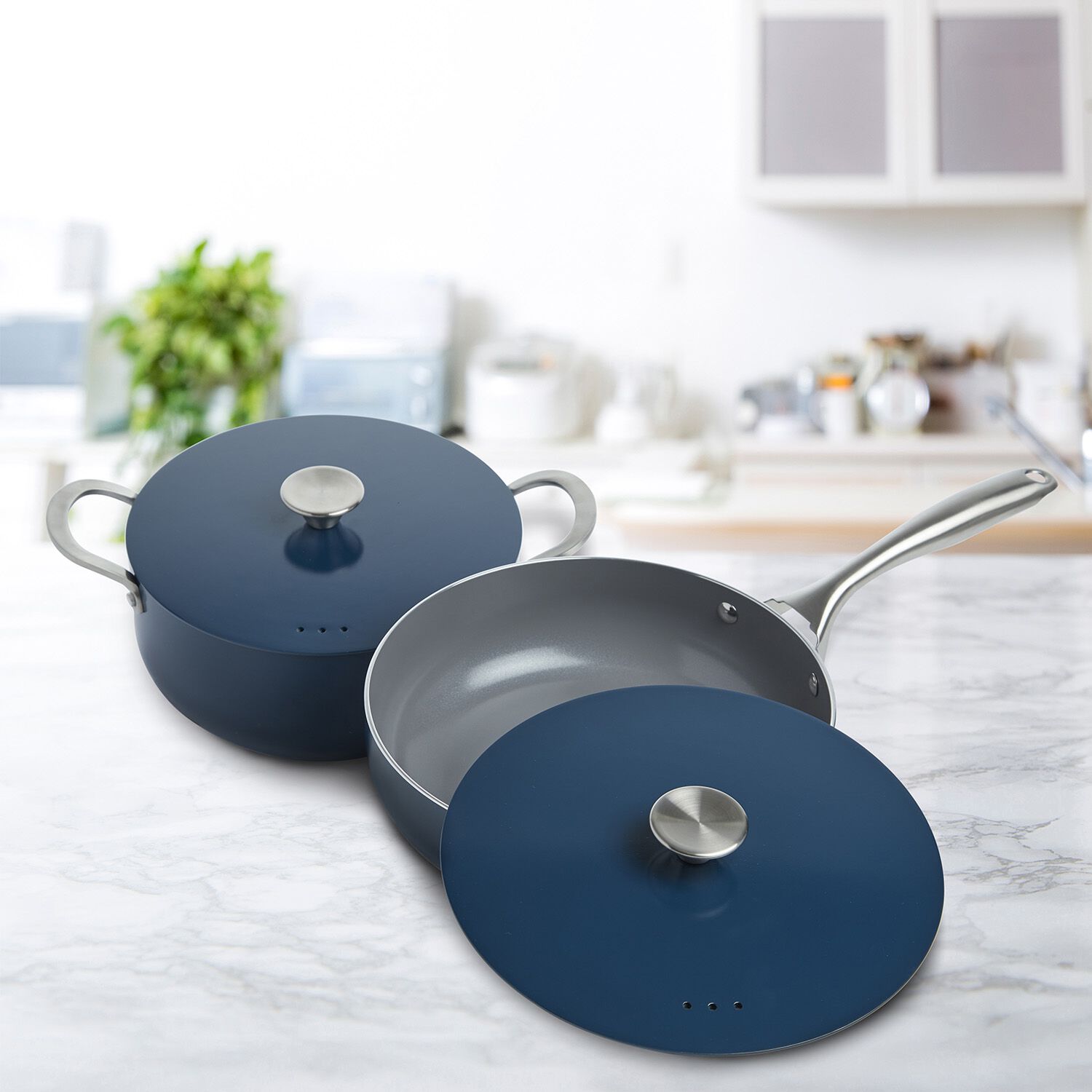 Cuisine Steel Blue 2 Piece Cookware Set