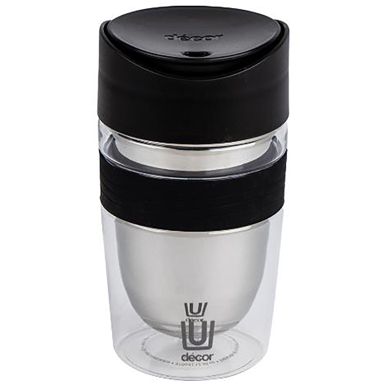 Decor Black Tritan Double Wall Travel Mug 340ml