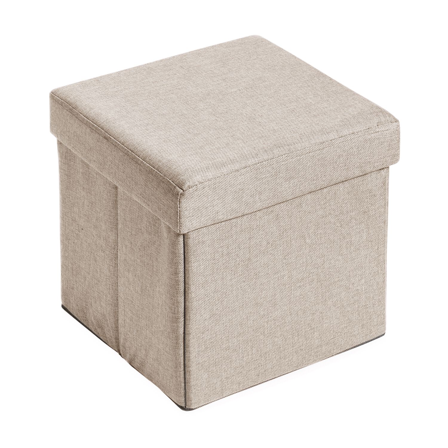 Deluxe Linen Folding Ottoman - Oatmeal