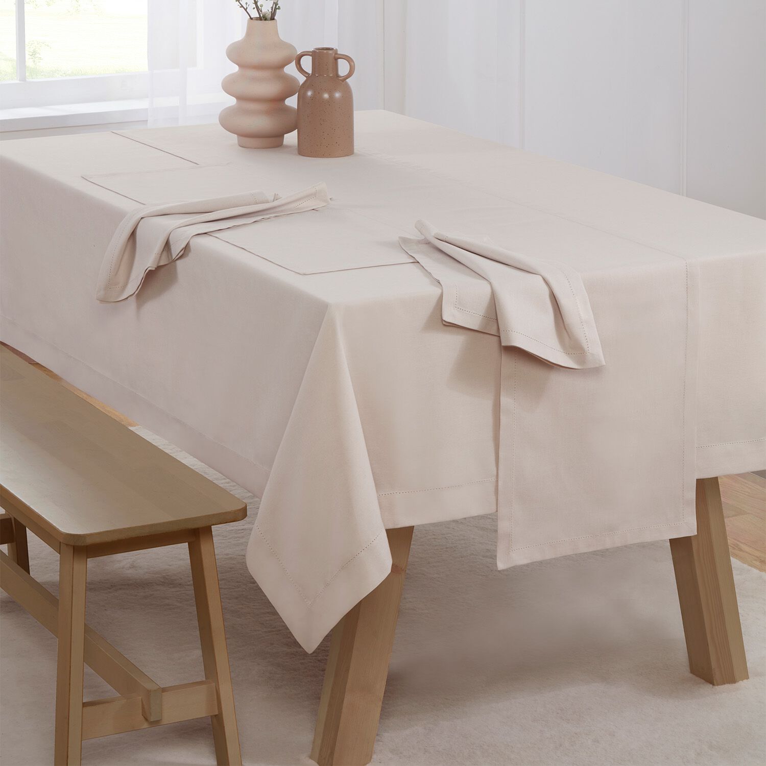 Dobby Stitch Grey Table Cloth 160x183cm
