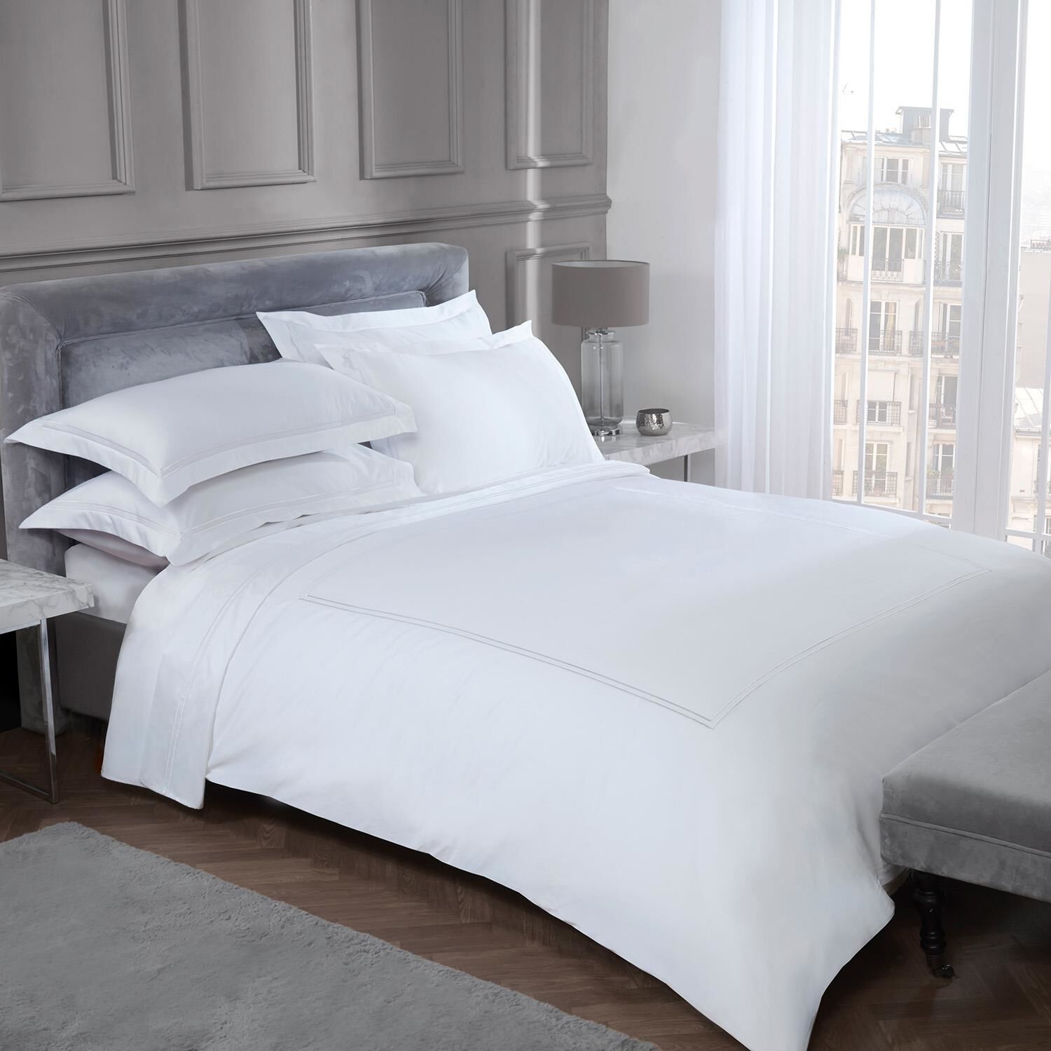 KING SIZE DUVET COVER Double Stitch White