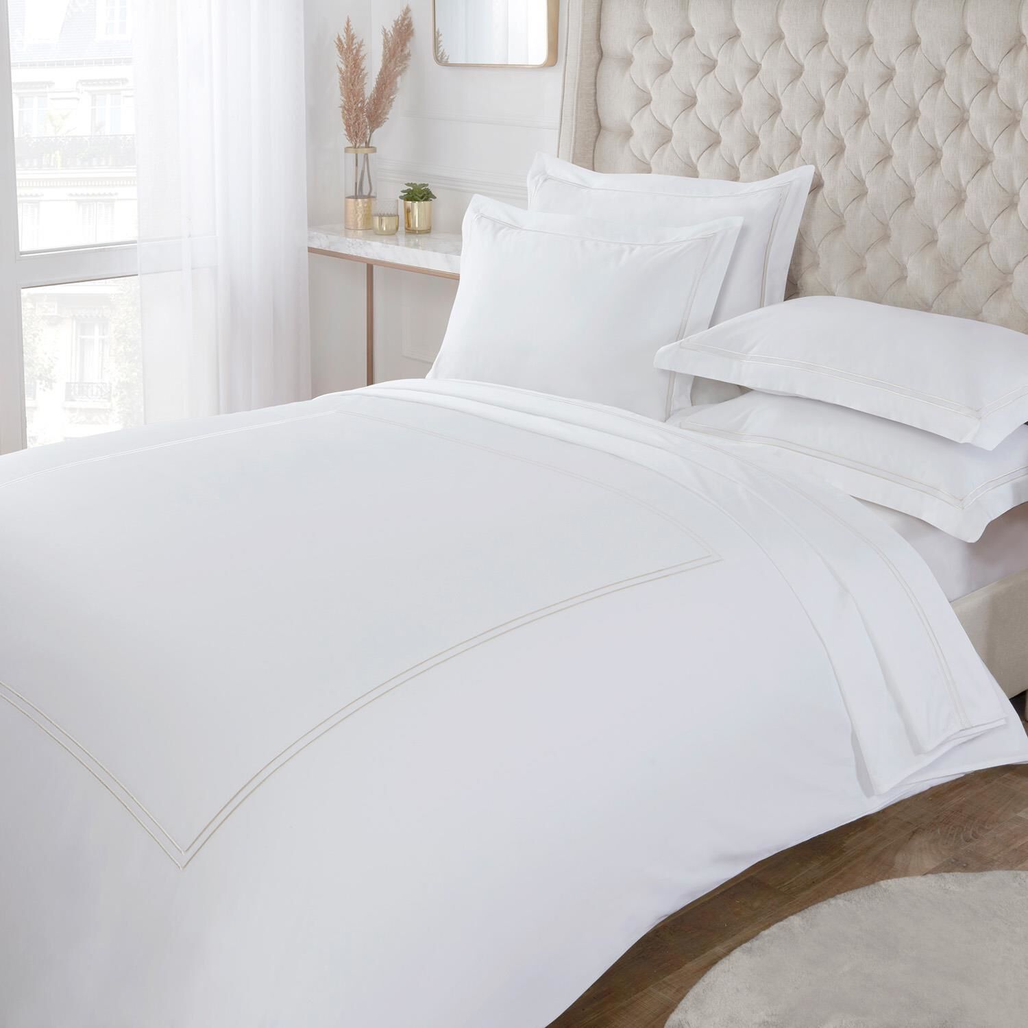 SINGLE DUVET COVER Double Stitch Gold 500tc