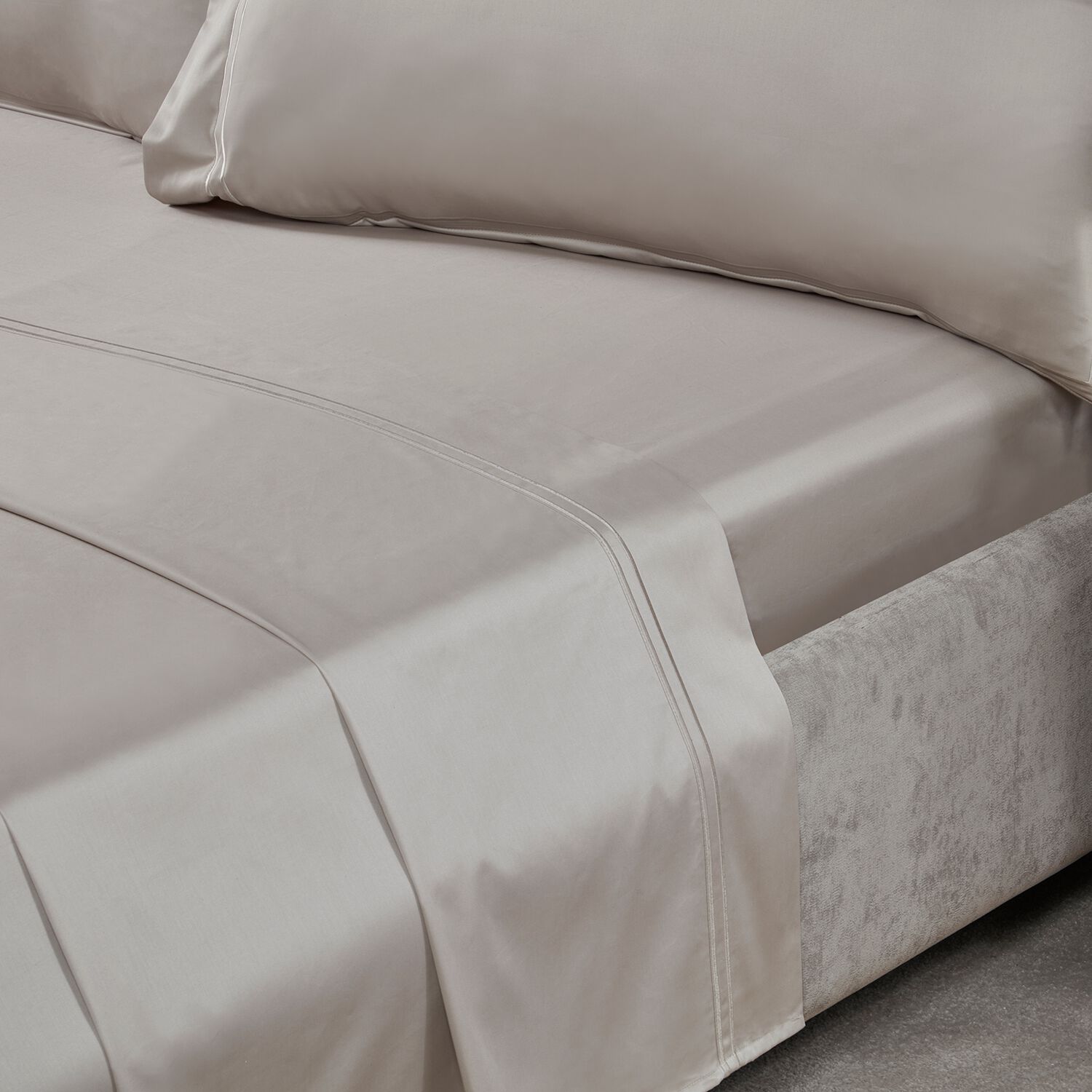 SKS FLT/SHT DB Stitch 500 Threadcount Cotton Stone 7C