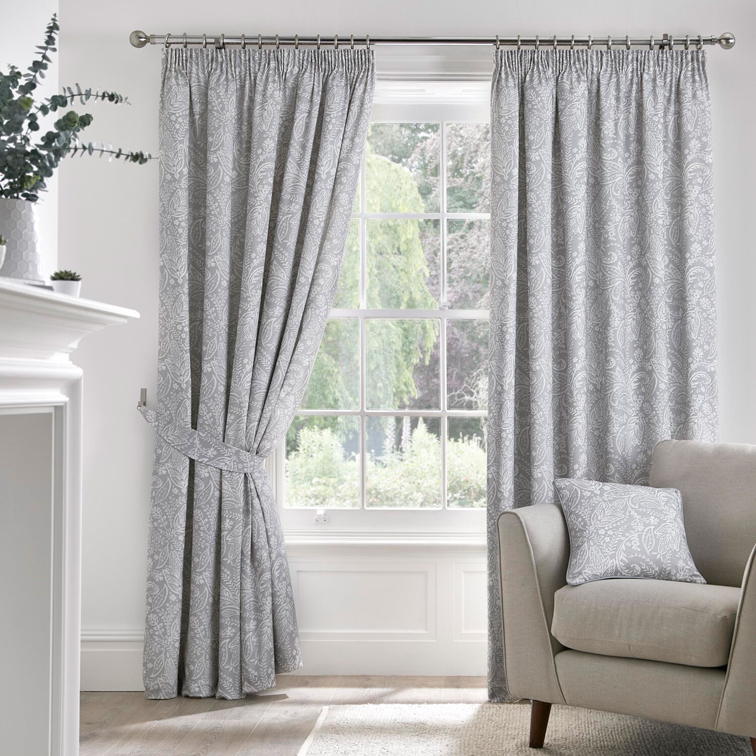 DREAMS & DRAPES PENCIL PLEAT AVELINE Grey 90x90 Curtain
