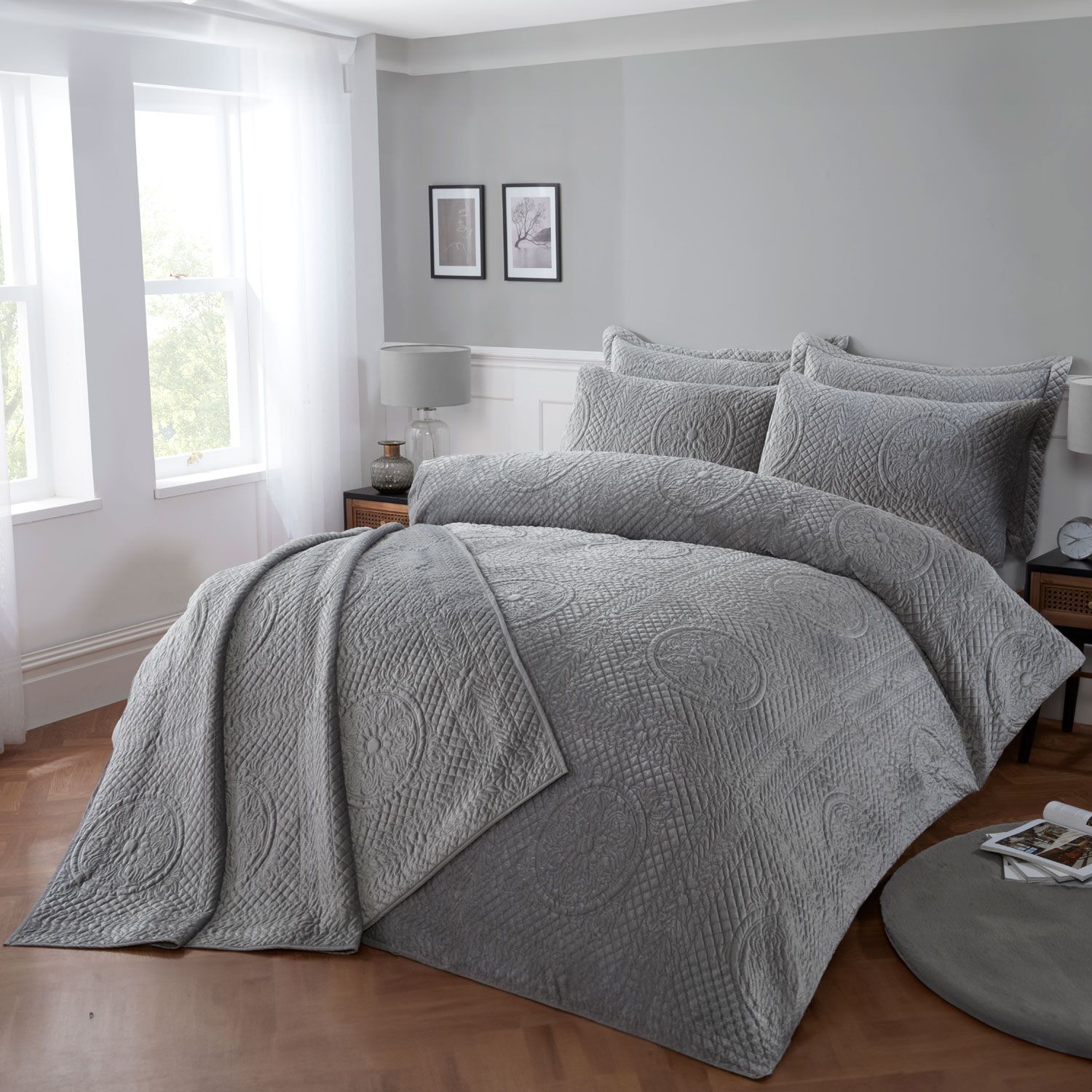 DOUBLE DUVET COVER Velvet Pinsonic Silver