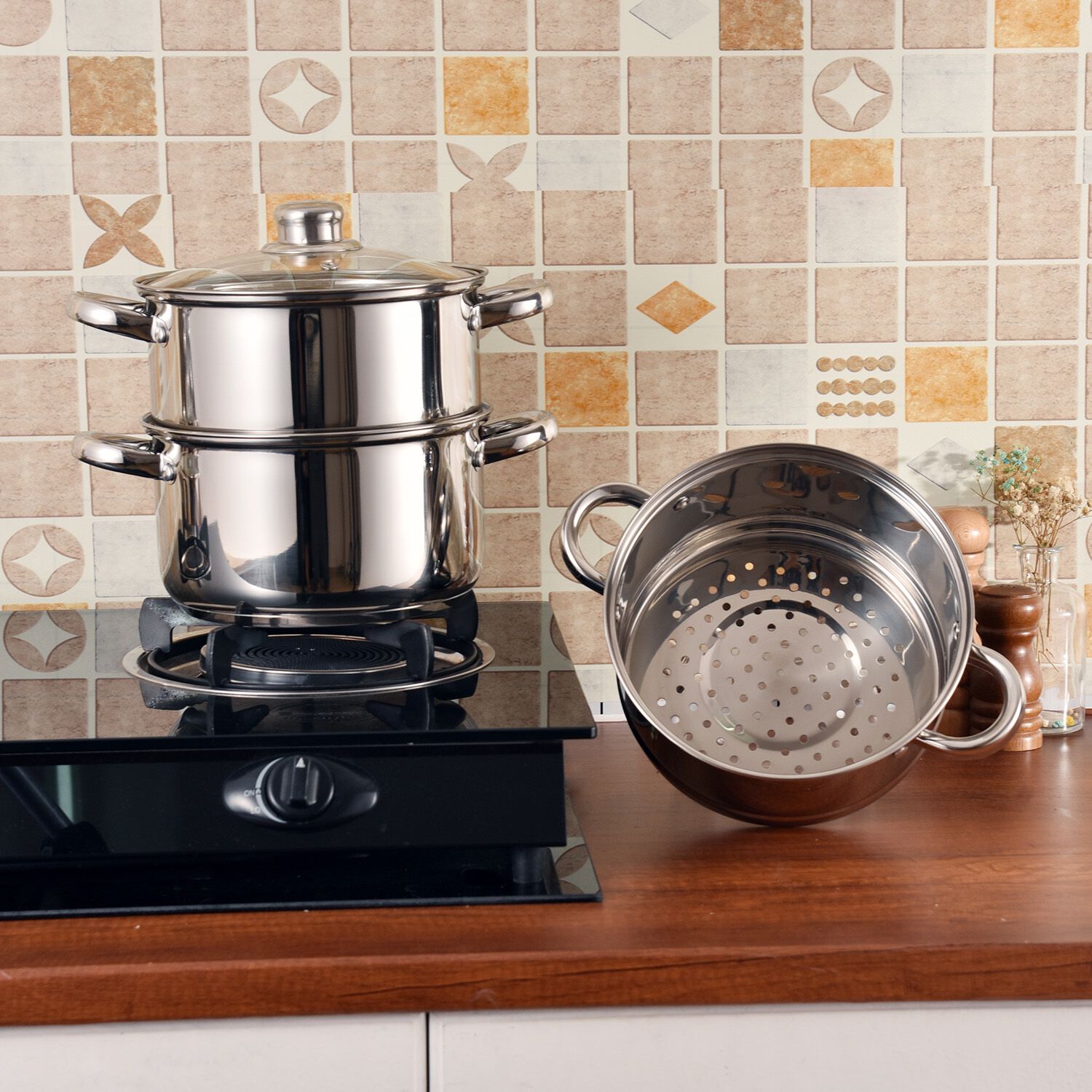 Dynamic Chef 20cm 3 Tier Food Steamer Pot Set