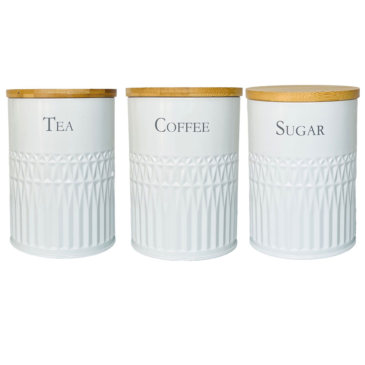 Embossed Set of 3 Canisters