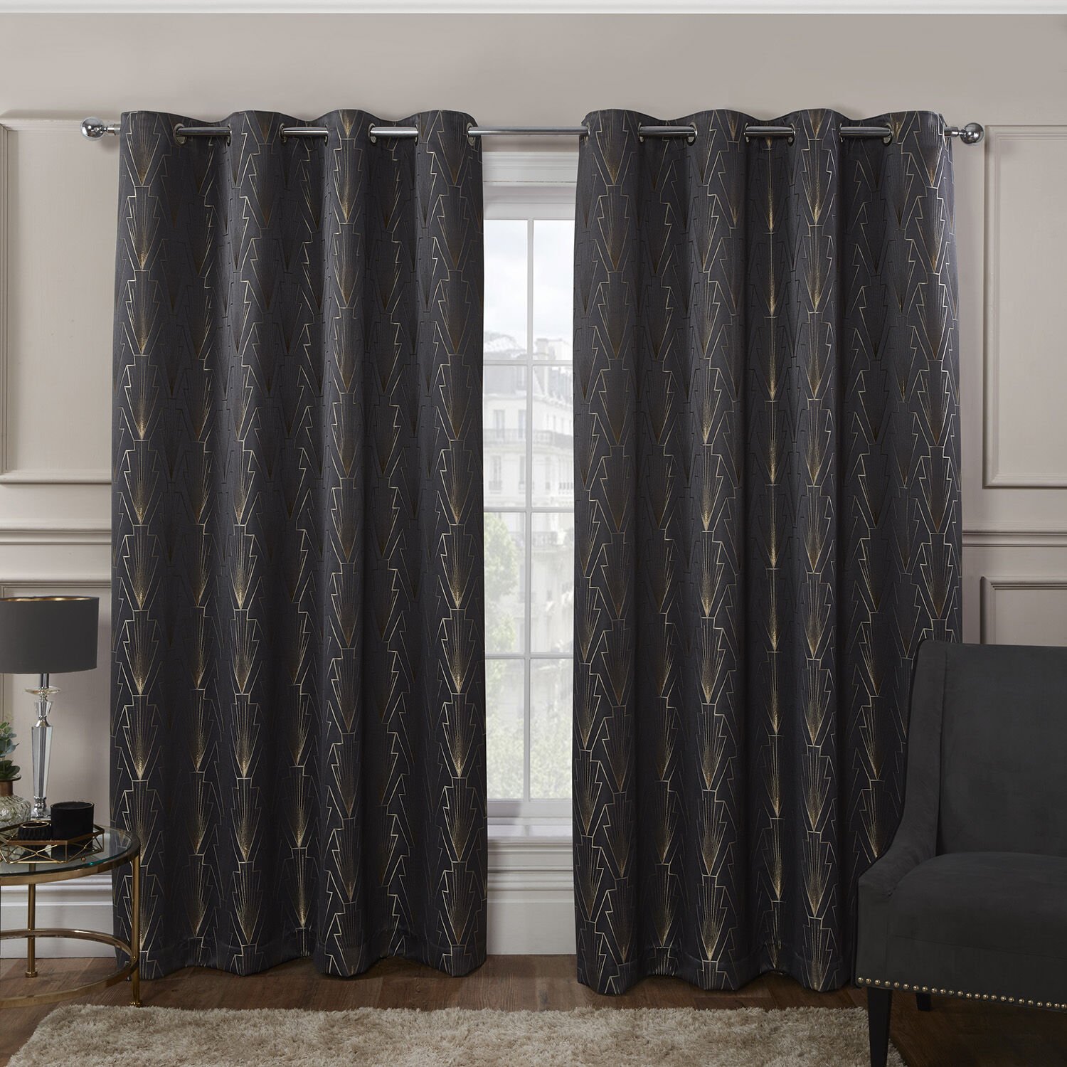 EMPIRE CHARCOAL 90x90 Curtain