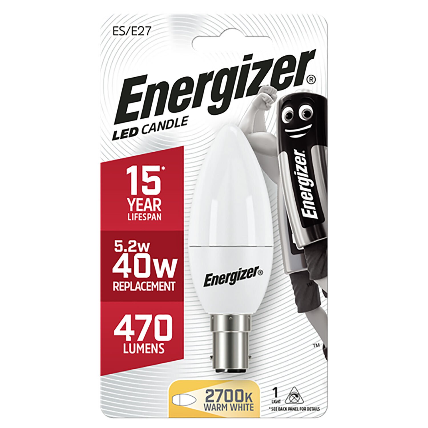 Energizer B15 LED Candle Bulb Opal 5.9W (EQ40W)