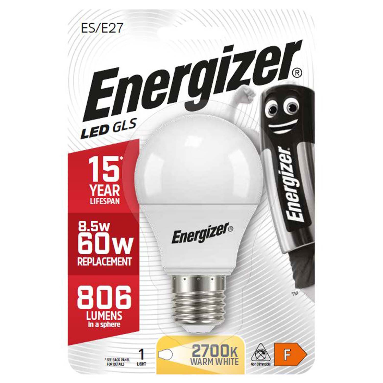Energizer GLS E27 LED Bulb Opal 9.2W (EQ60W)