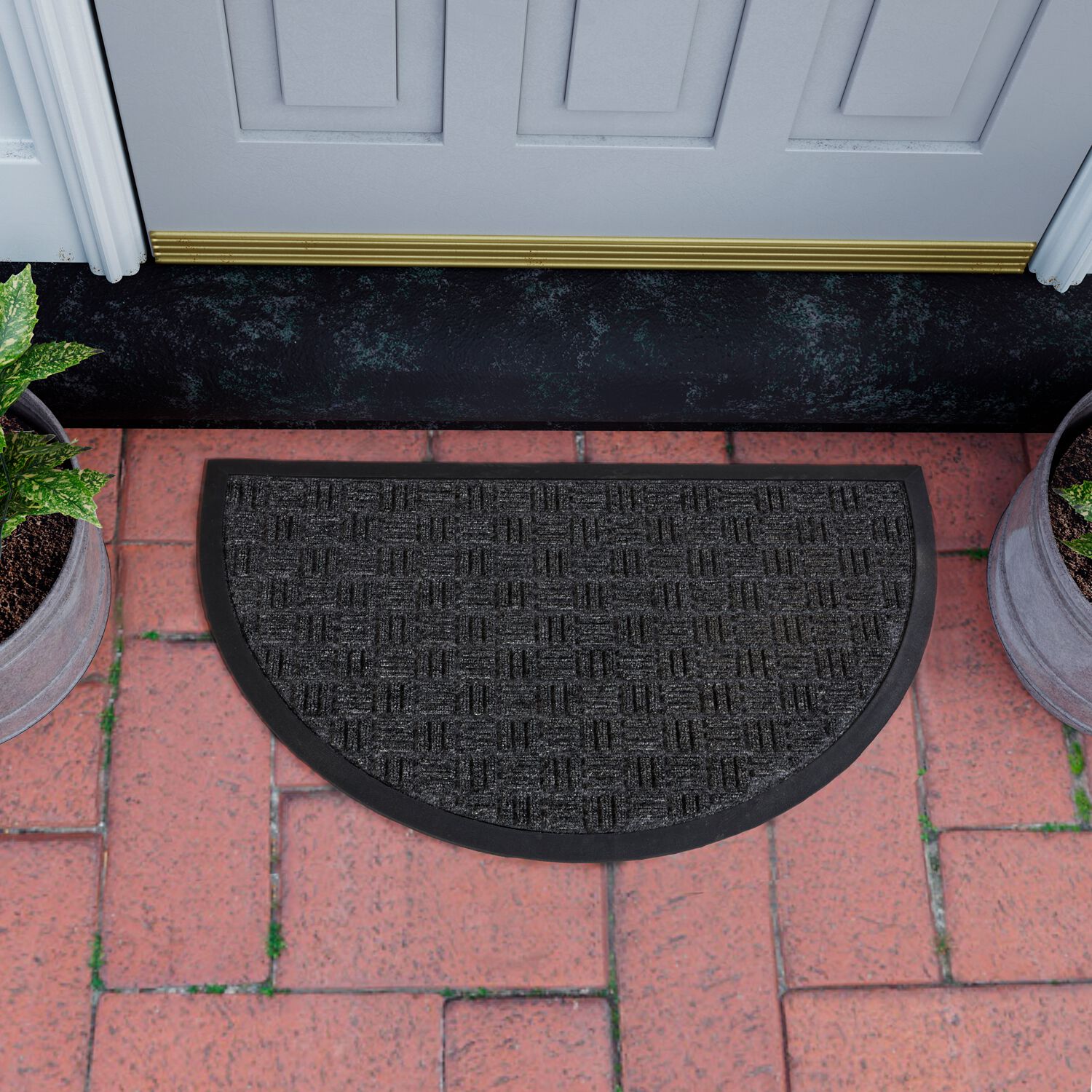 Esteem Cross Hatch Half-moon Door Mat 45cm x 70cm