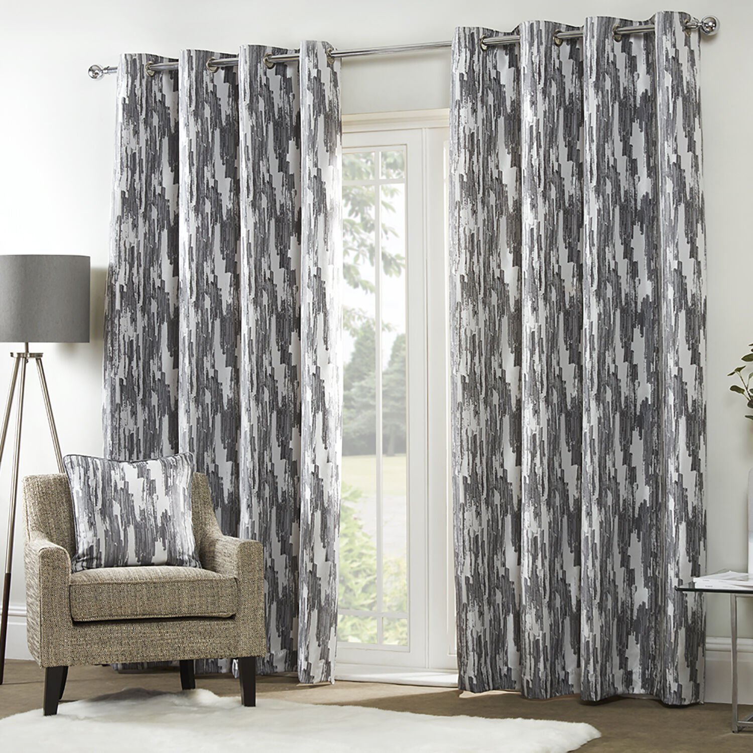 ETCH CHARCOAL 66x90 Curtain