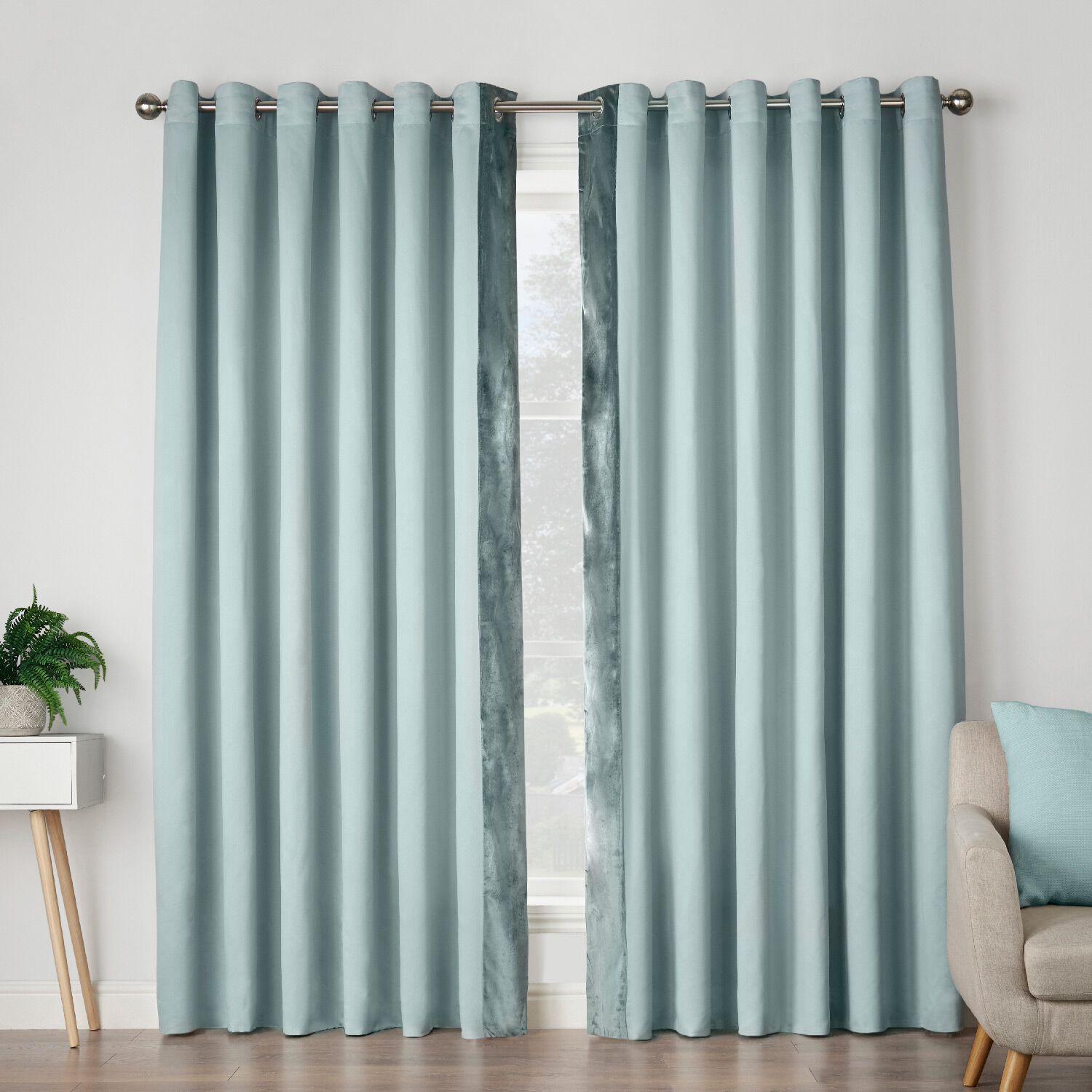 FAUX SATIN DUCK EGG 90x90 Curtain