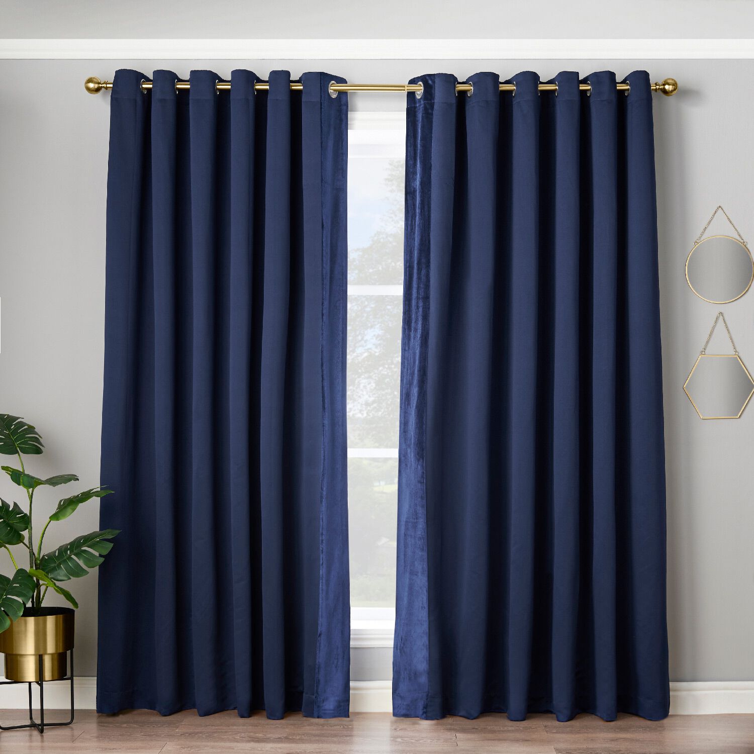 FAUX SATIN NAVY 66x54 Curtain