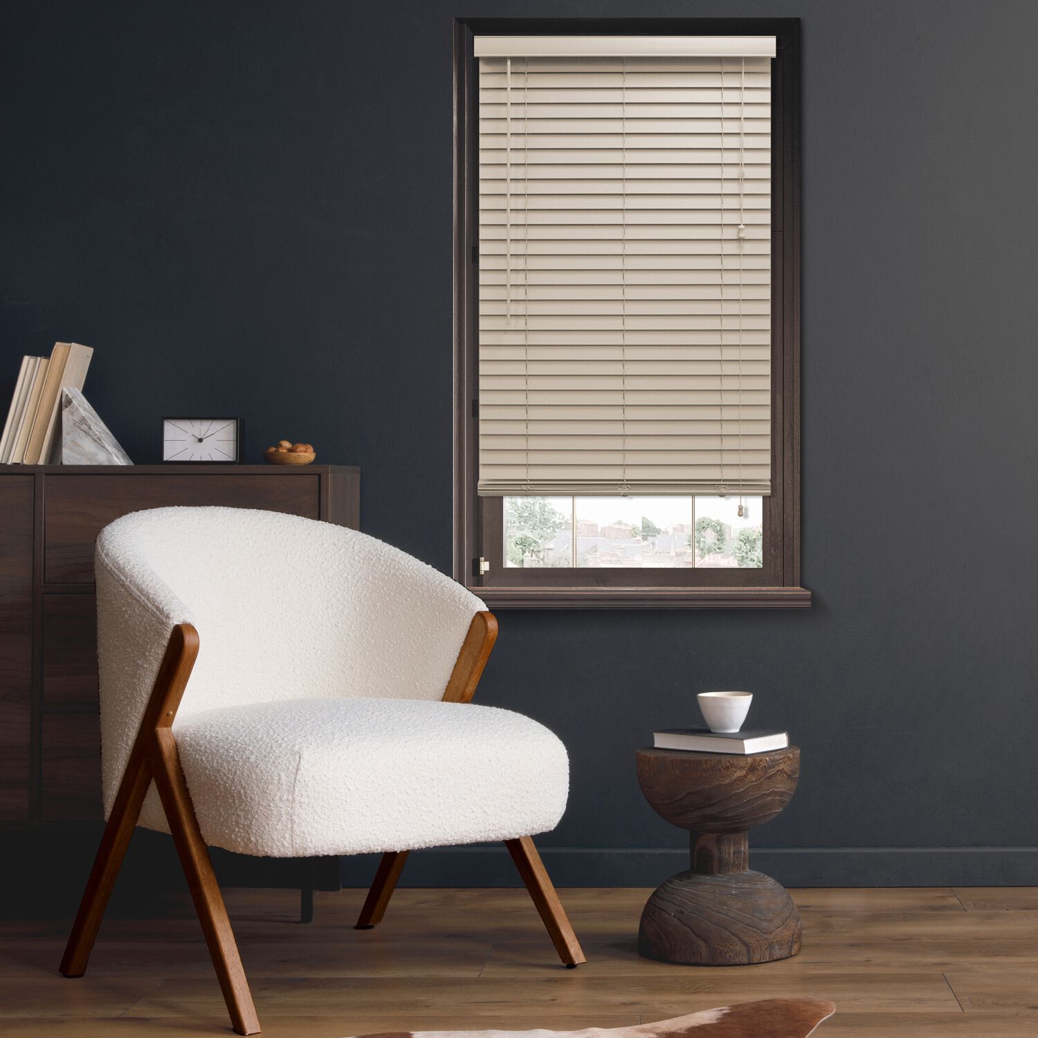 FAUXWOOD 50MM VENETIAN 120X160 Cream Blind