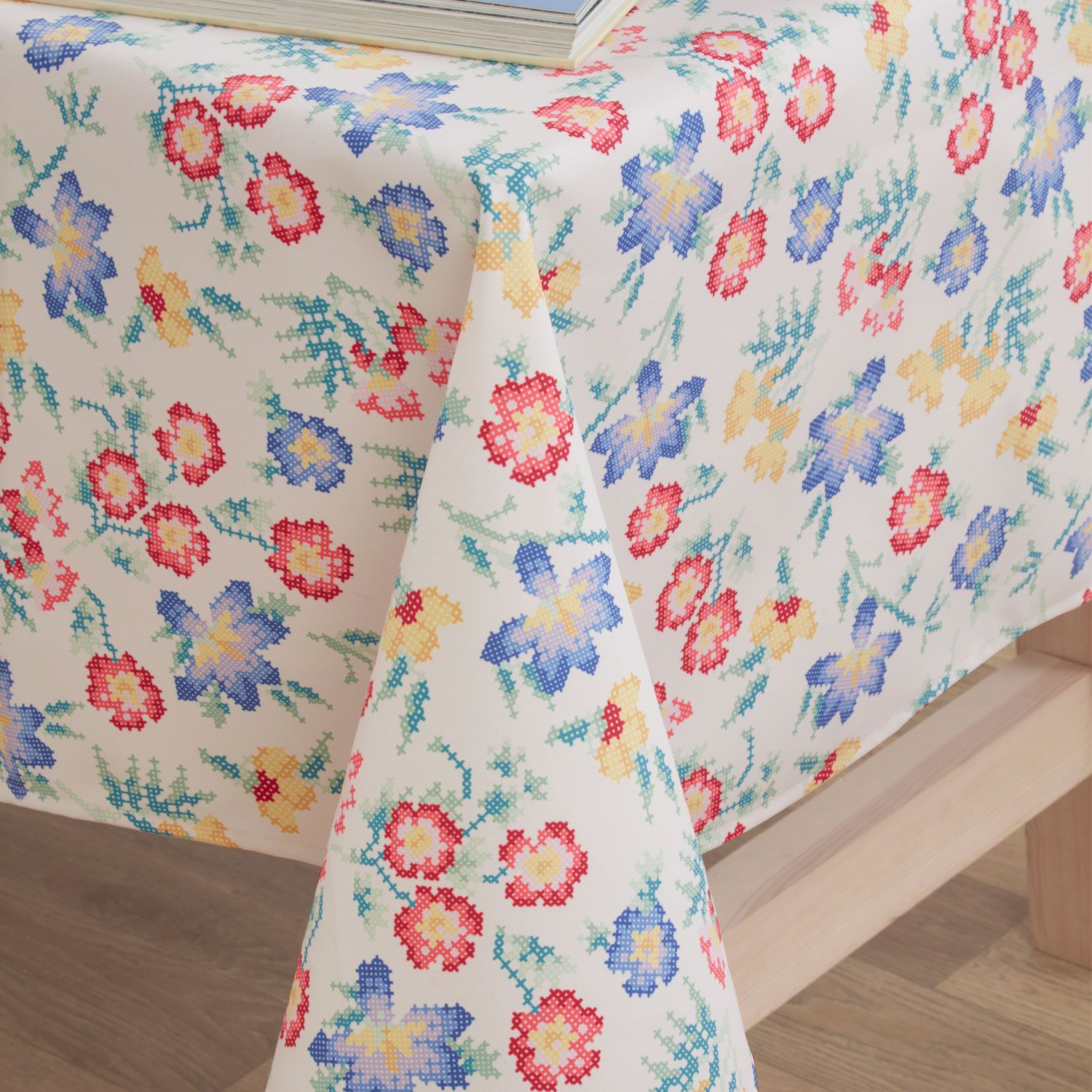 Floral Cross Stitch Tablecloth 160cm x 230cm