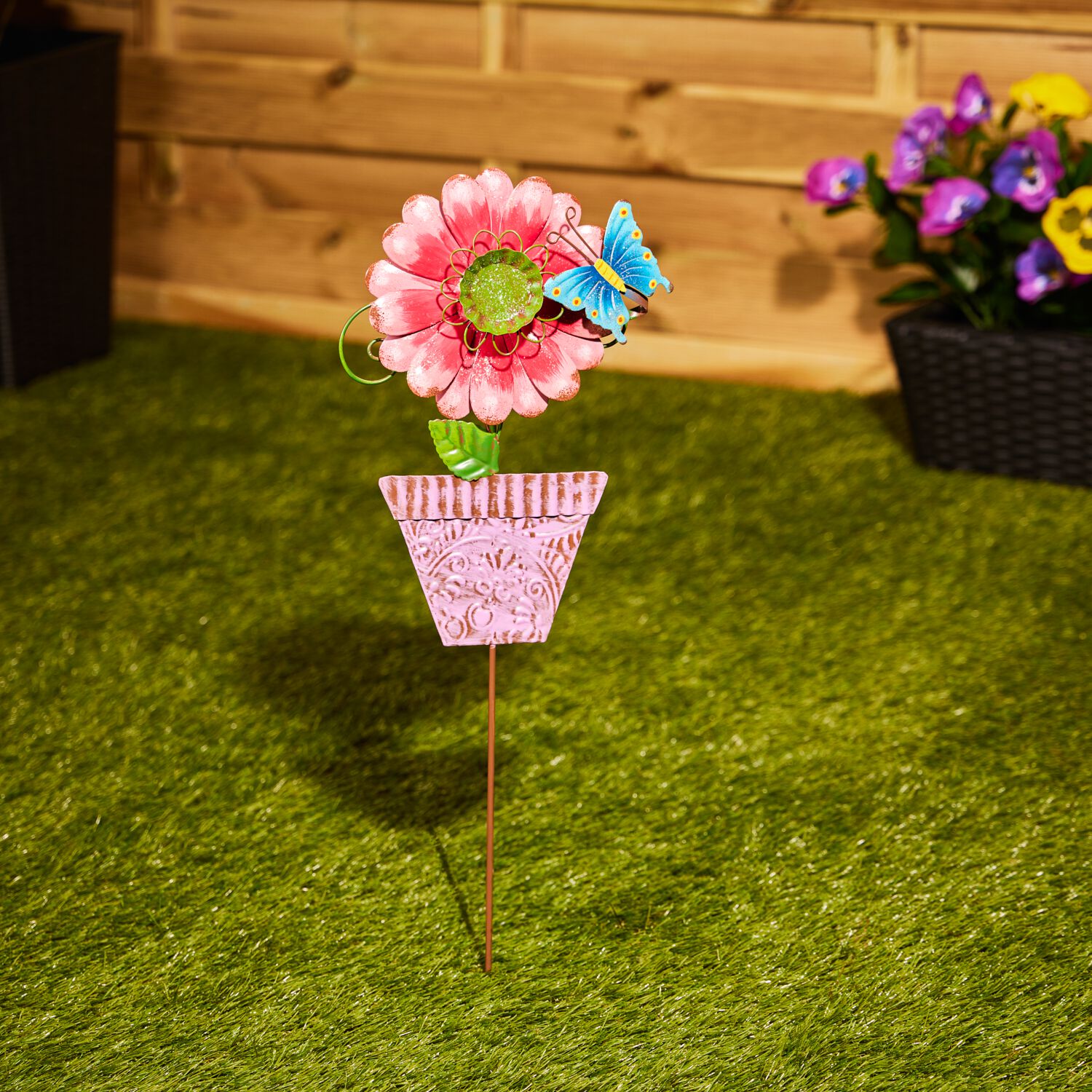 Flower Pot Garden Stake