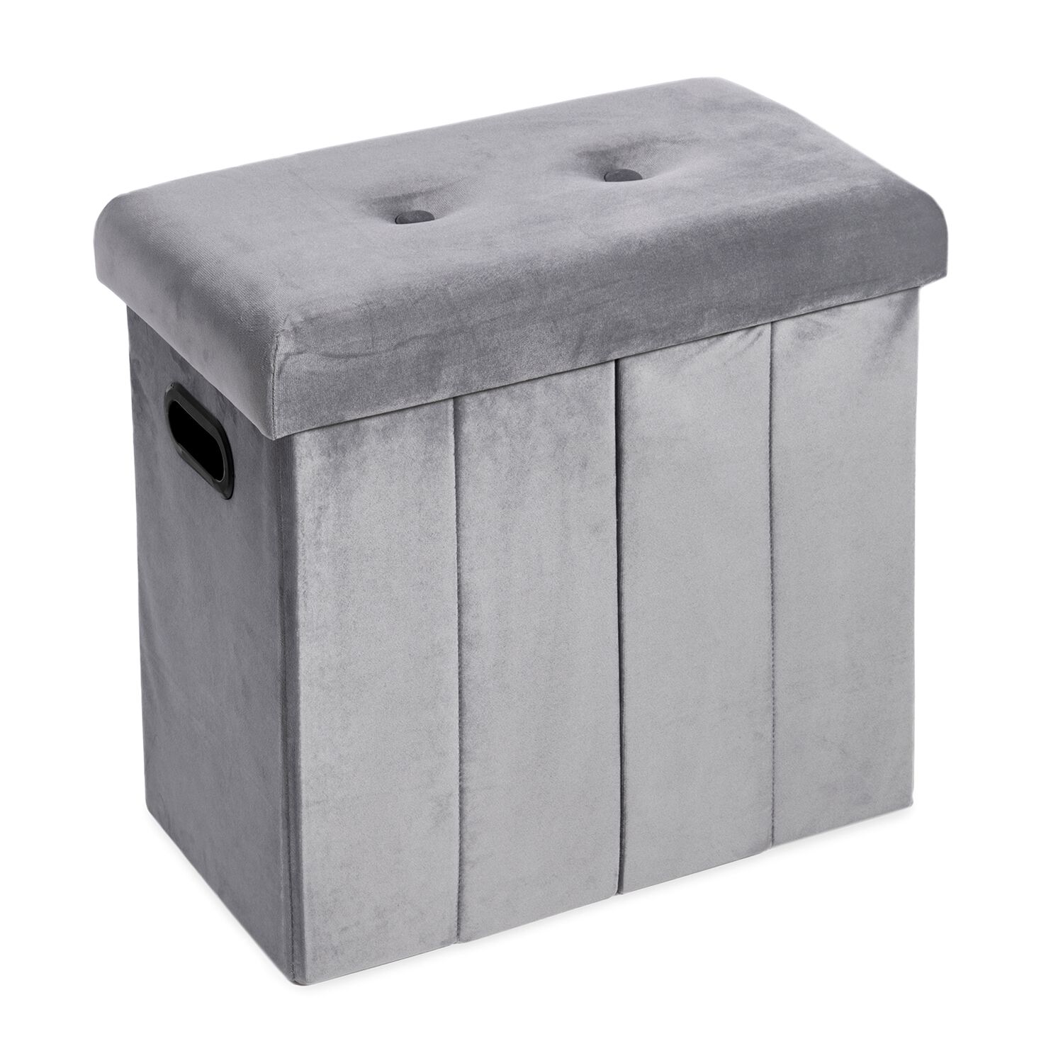 Folding Slim Storage Ottoman - Grey