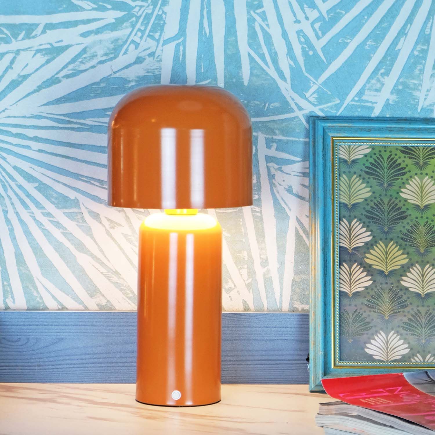 Genevieve Cordless LED Table Lamp - Gloss Orange